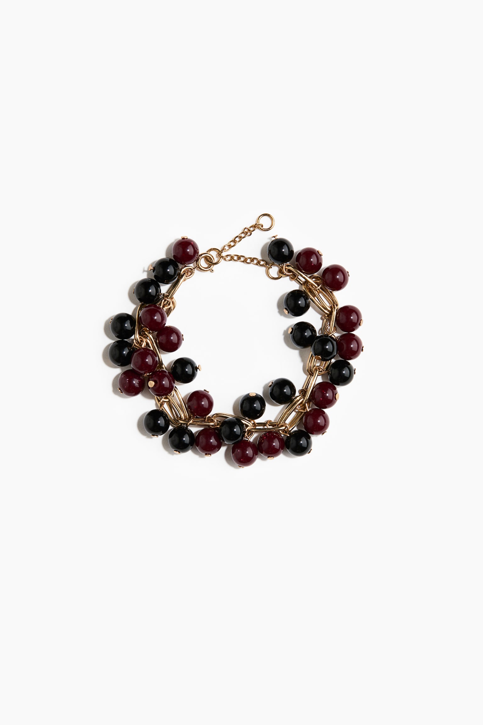 Женский браслет H&M Beaded, цвет: Бордовый / Чёрный — фото 1
