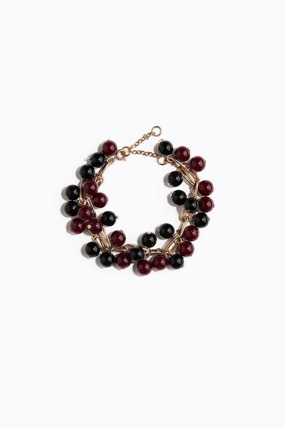 Женский браслет H&M Beaded, цвет: Бордовый / Чёрный