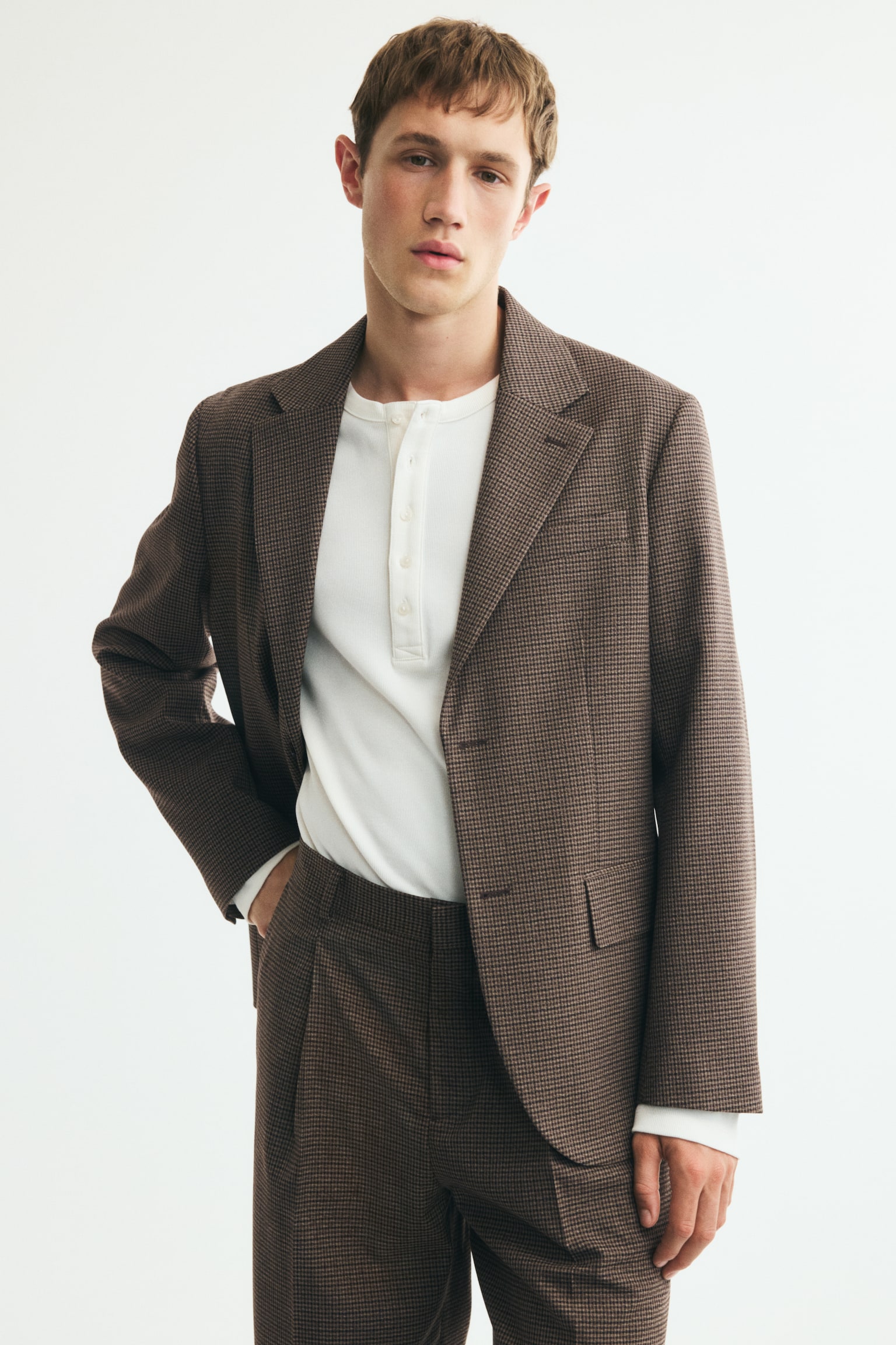 Relaxed Fit Lightweight jacket - Dark brown/Checked/Mole - 1