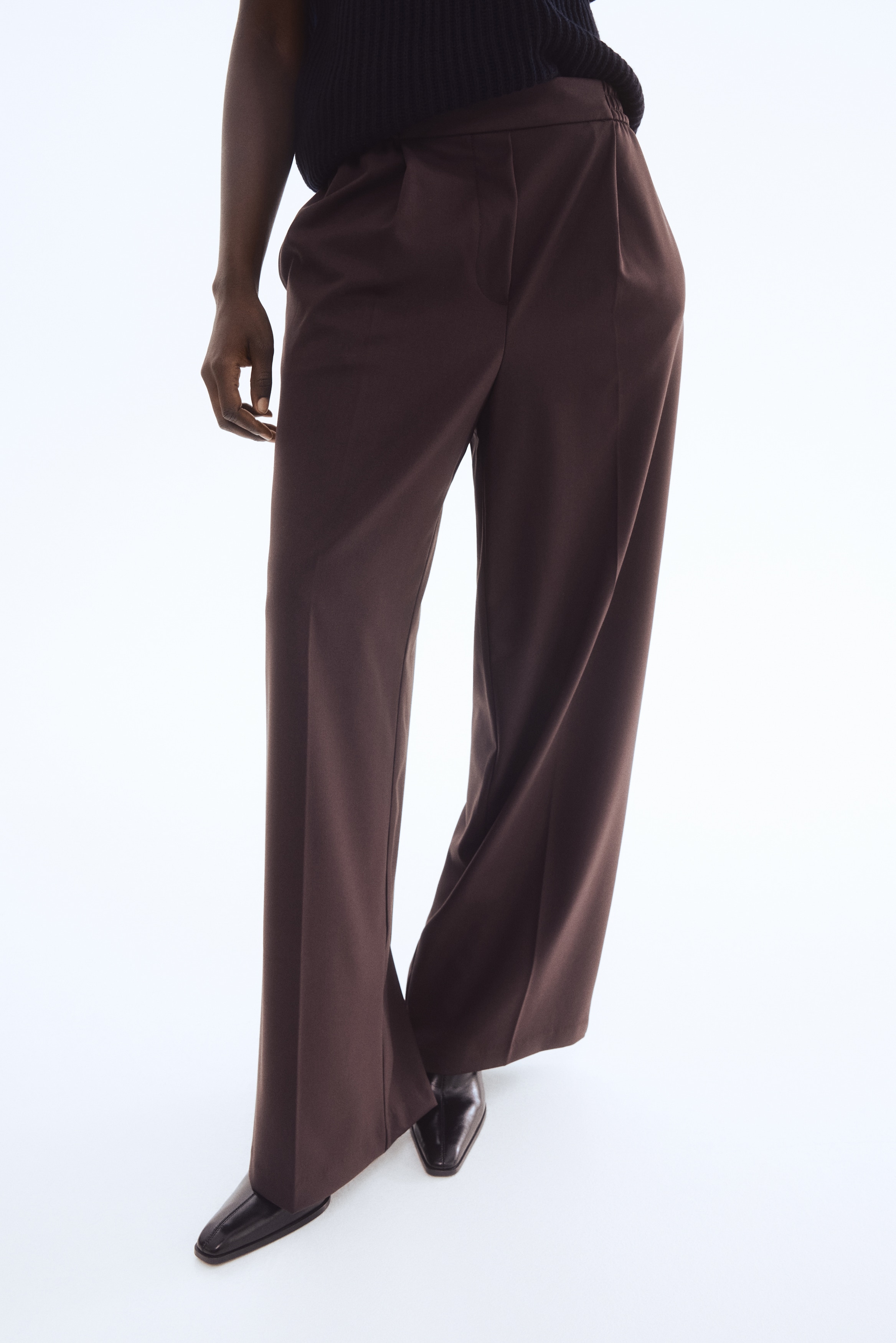 Pantalon Marron Taille élastique Taille 40 - Coupe Droite - Occasion Très Bon état - Sans Marque