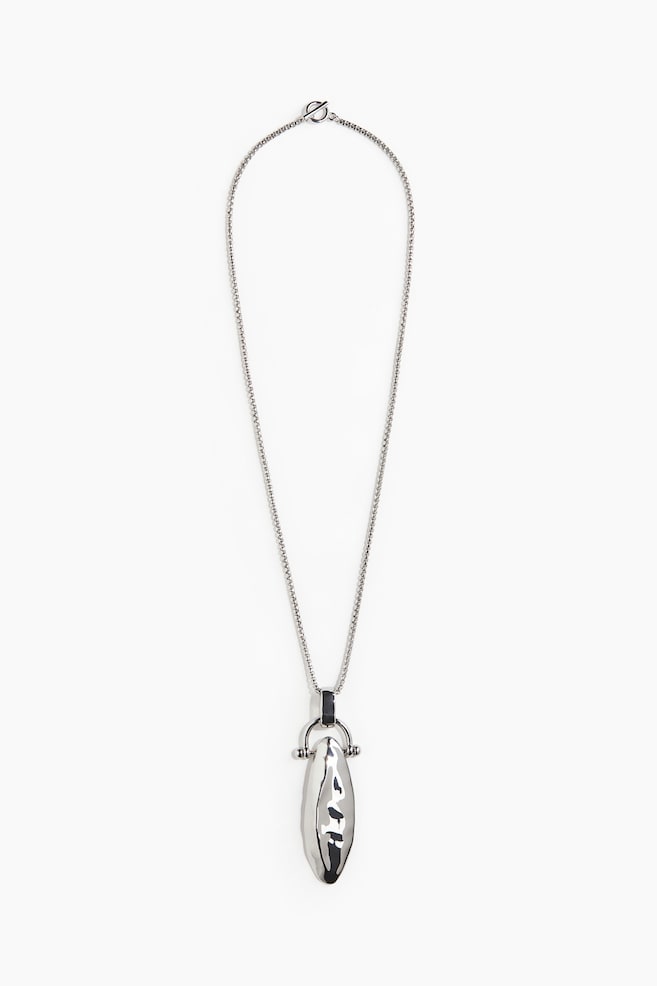 Long collier avec pendentif - Argenté - 1