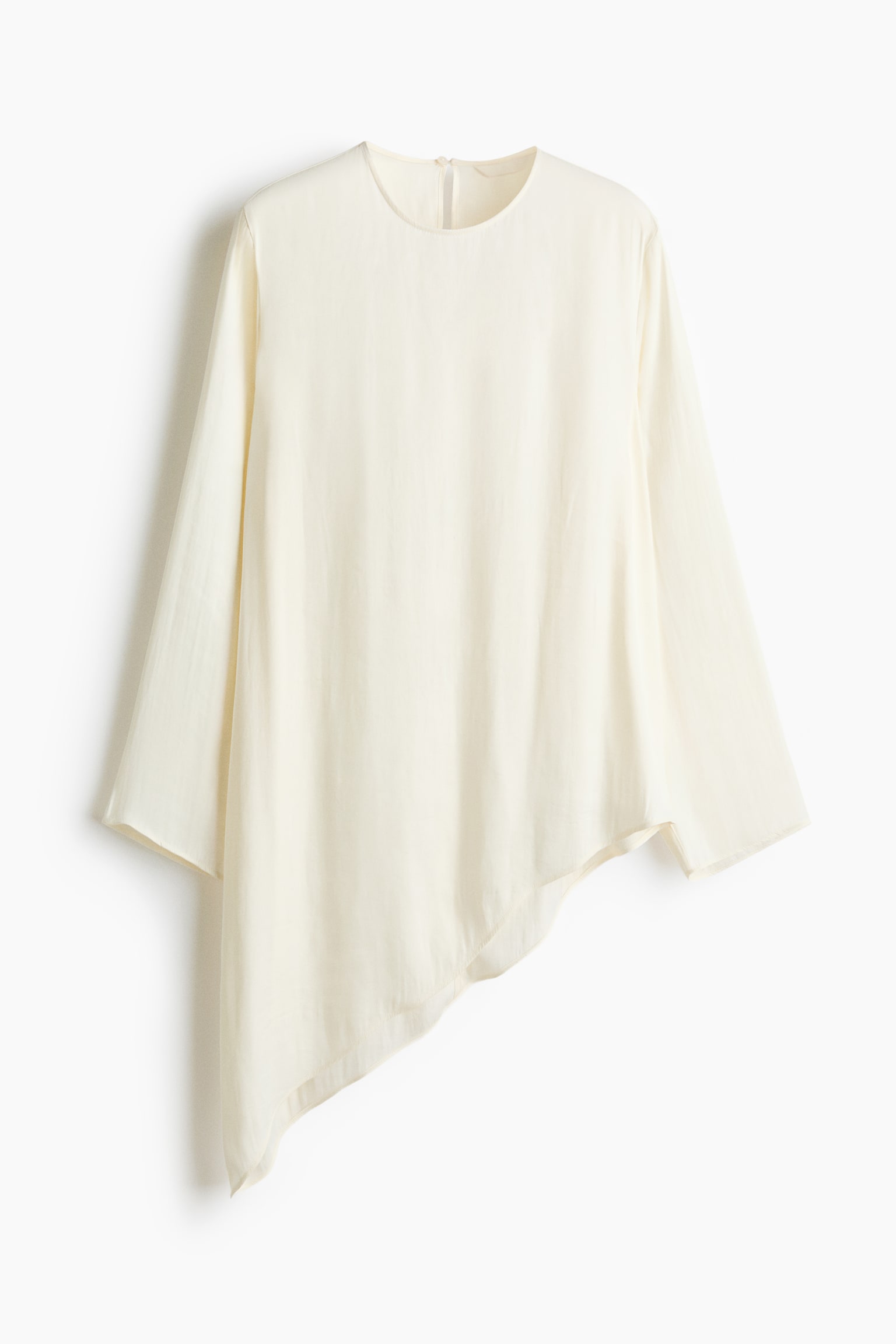 Asymetryczna bluzka - Kremowy/Ciemna zieleń khaki - 1