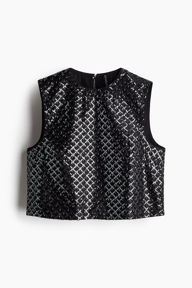 Tanktop mit Verzierungen - Schwarz/Hellbeige - 1