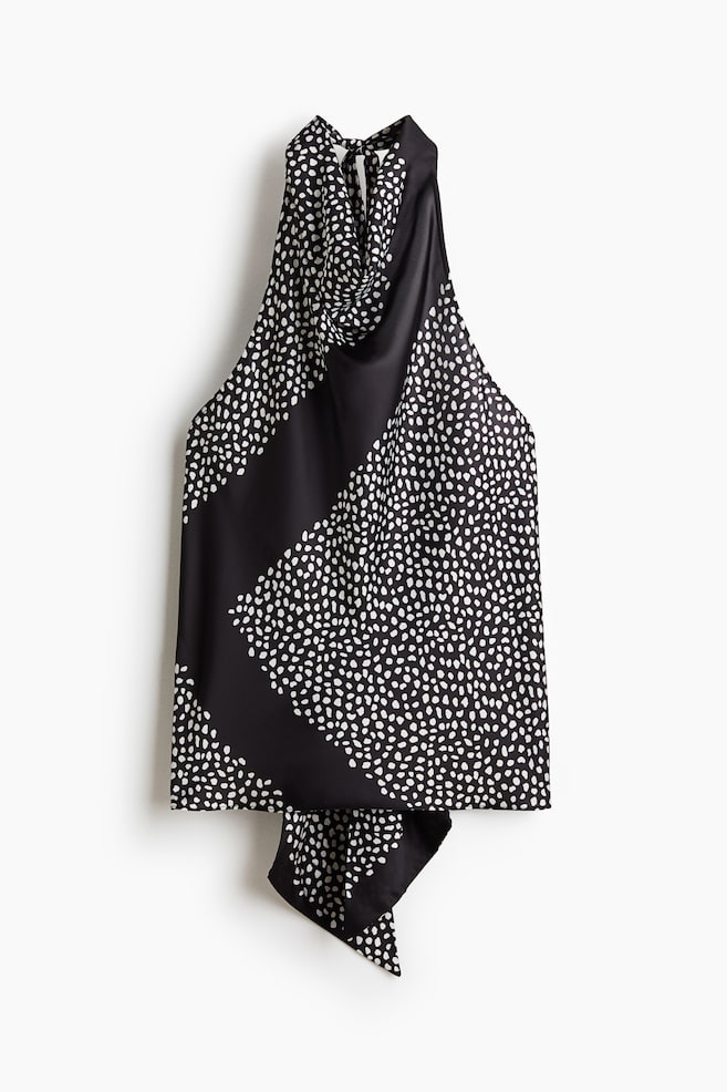 Halterneck top - Black/Spotted - 1