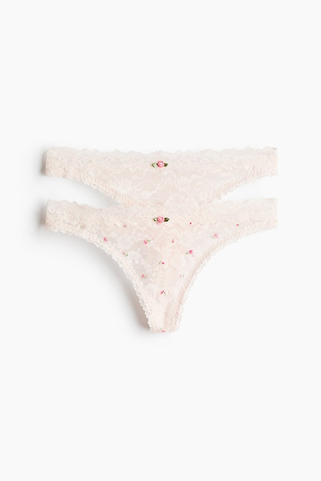2-pack lace thong briefs - Powder pink/Floral/Pink/Floral - 1