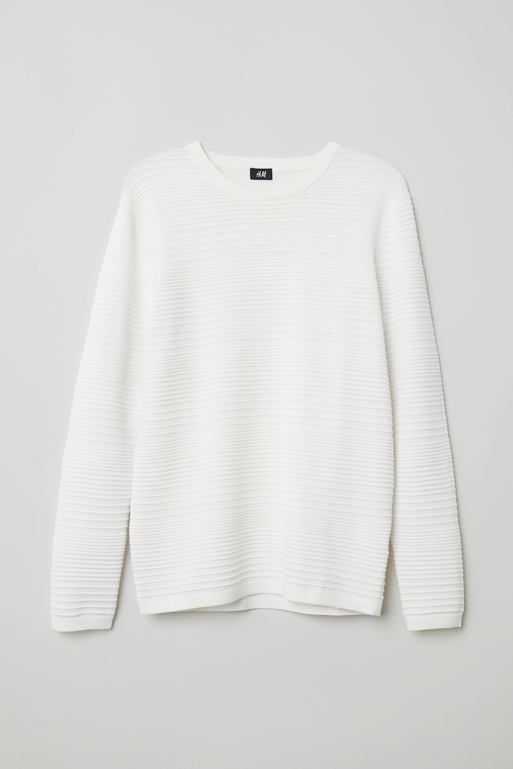 Agrandir l'image: Pull en maille texturée - Blanc - HOMME | H&M FR 1