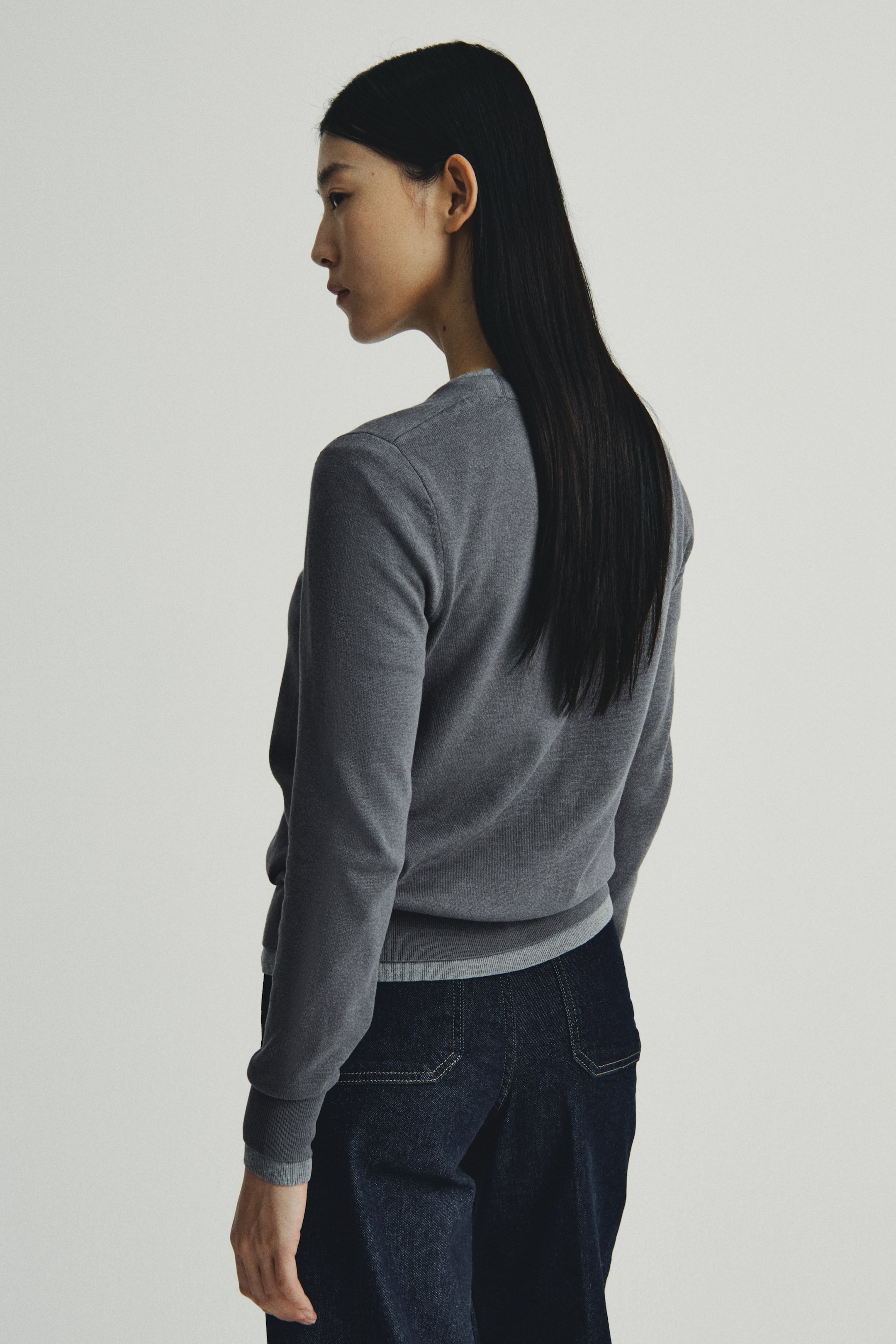 이미지 확대 보기: 레이어드 가디건 - 그레이/라이트 그레이 - 여성 | H&M KR 3