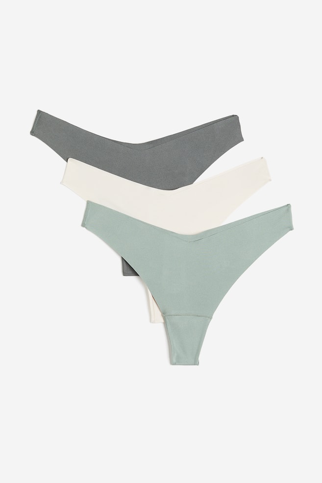 3-pack invisible thong briefs - Dark grey/White/Green/Light grey/Pigeon blue/Black - 2