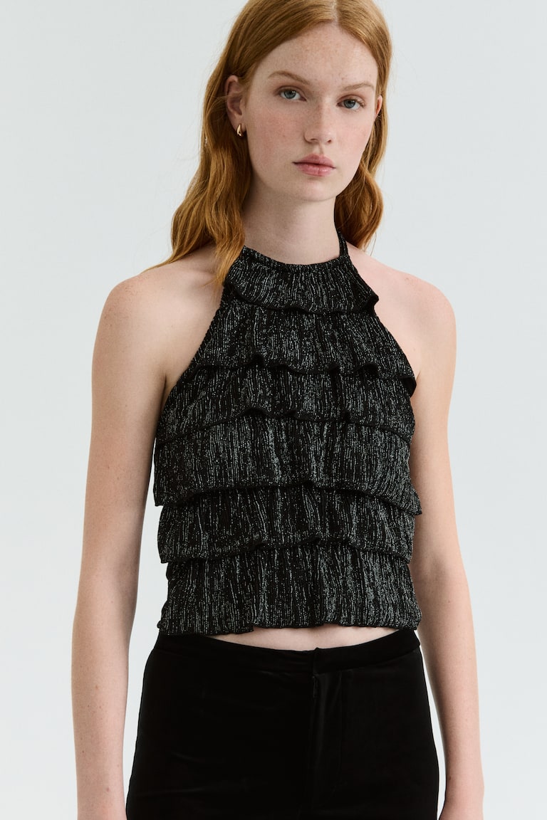 Slojevita bluza s halter izrezom