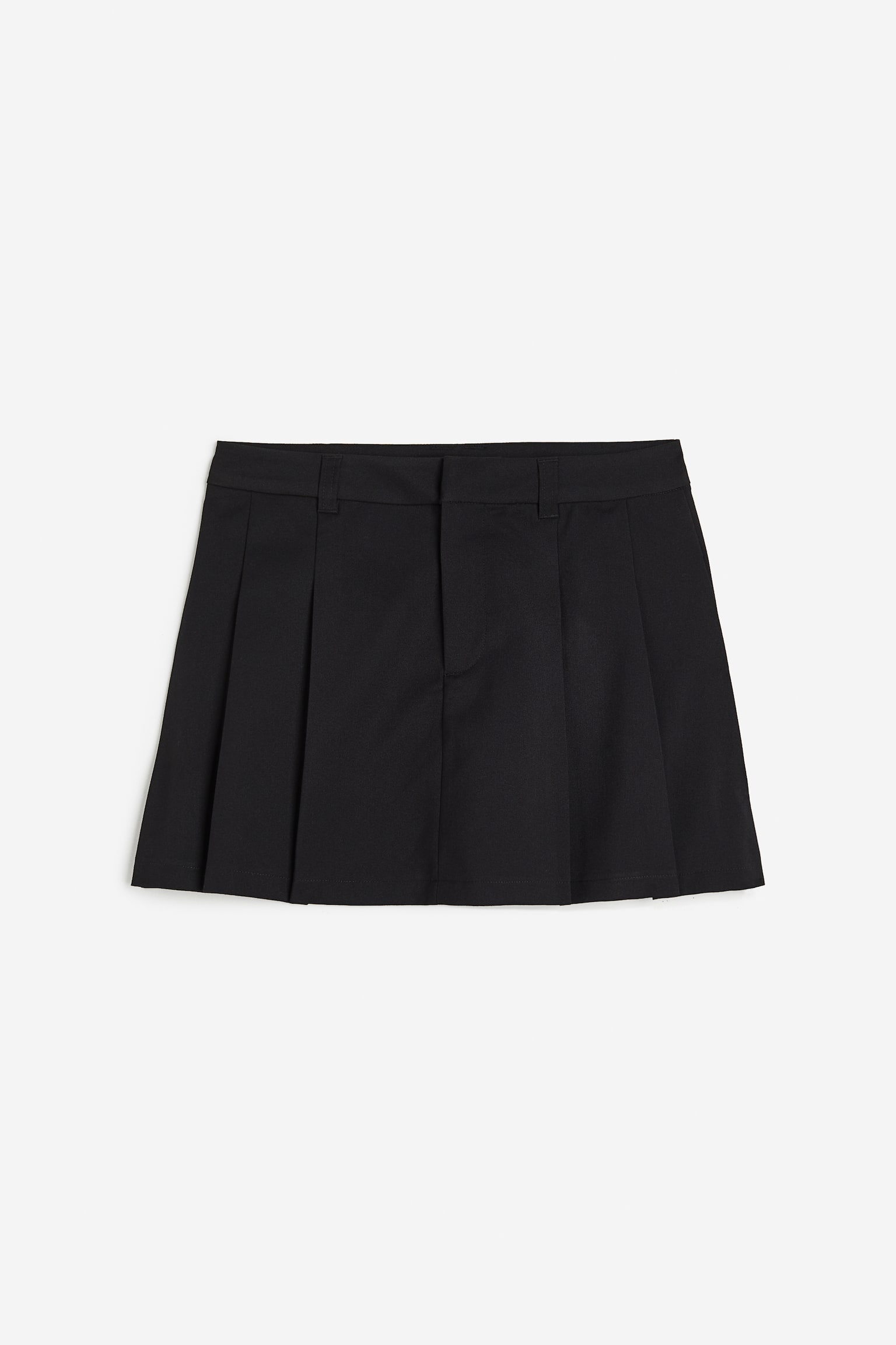 Pleated A-line Skirt - Black - 1