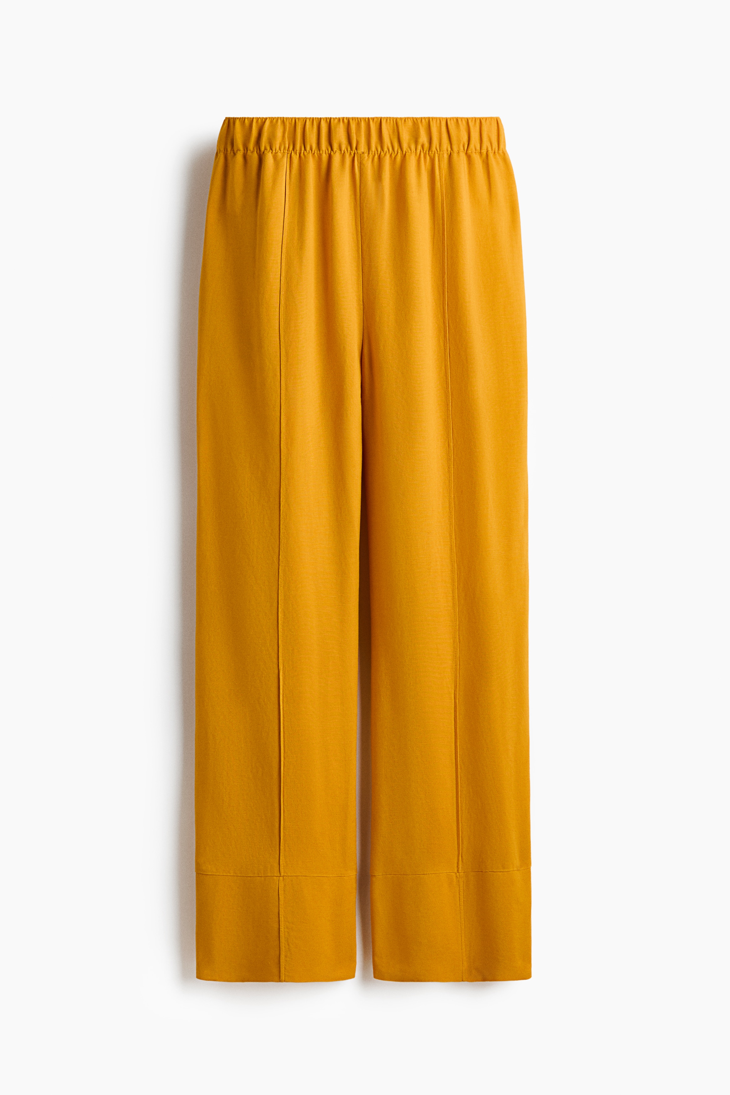 Linen-blend pull-on trousers - Dark yellow/Dark brown