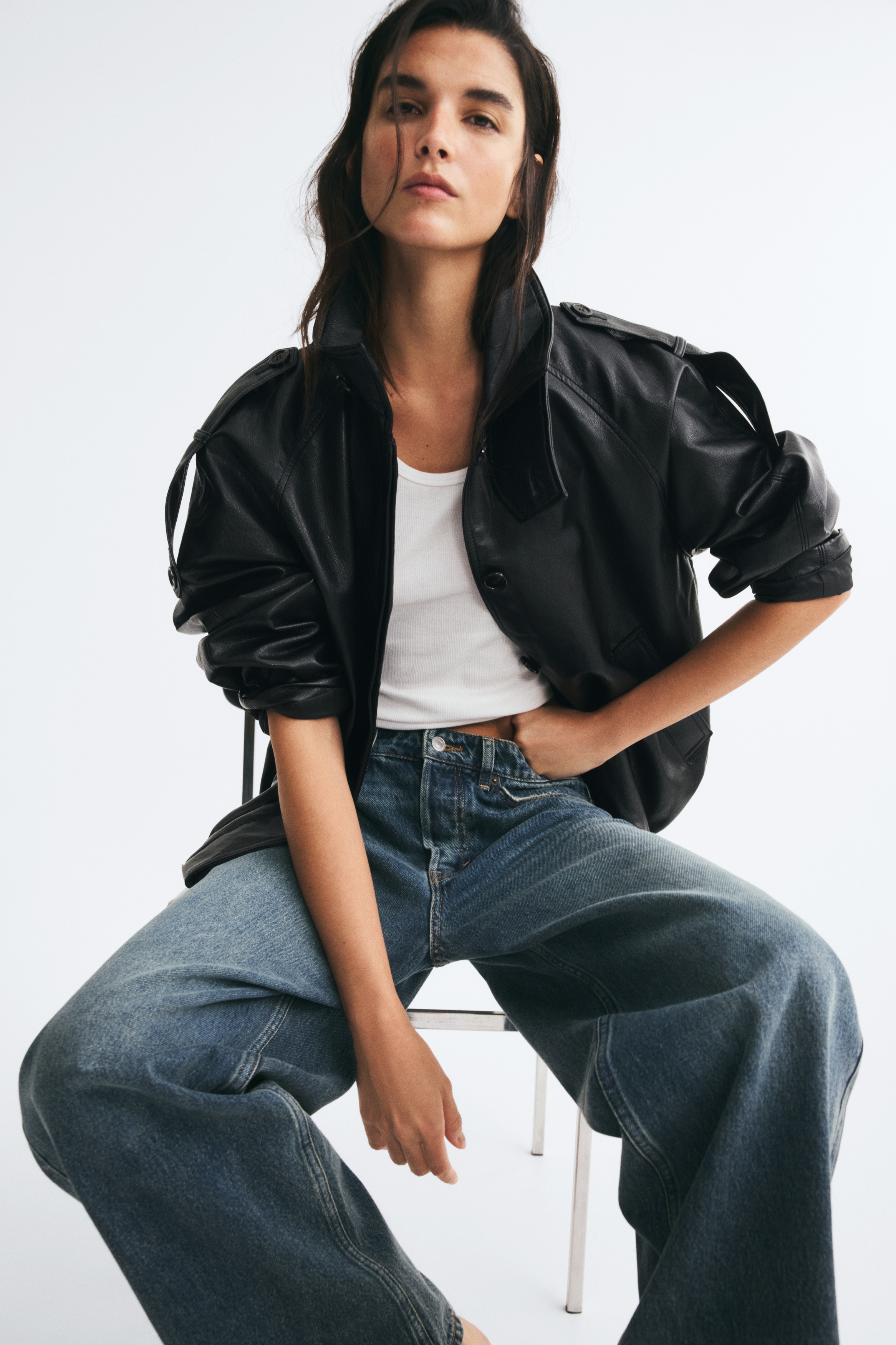 Oversized Coated JacketModel