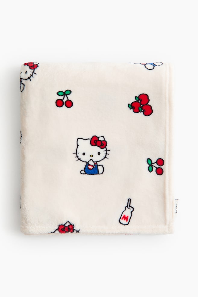Gemustertes Fleeceplaid - Hellbeige/Hello Kitty/Rot/Hello Kitty - 1