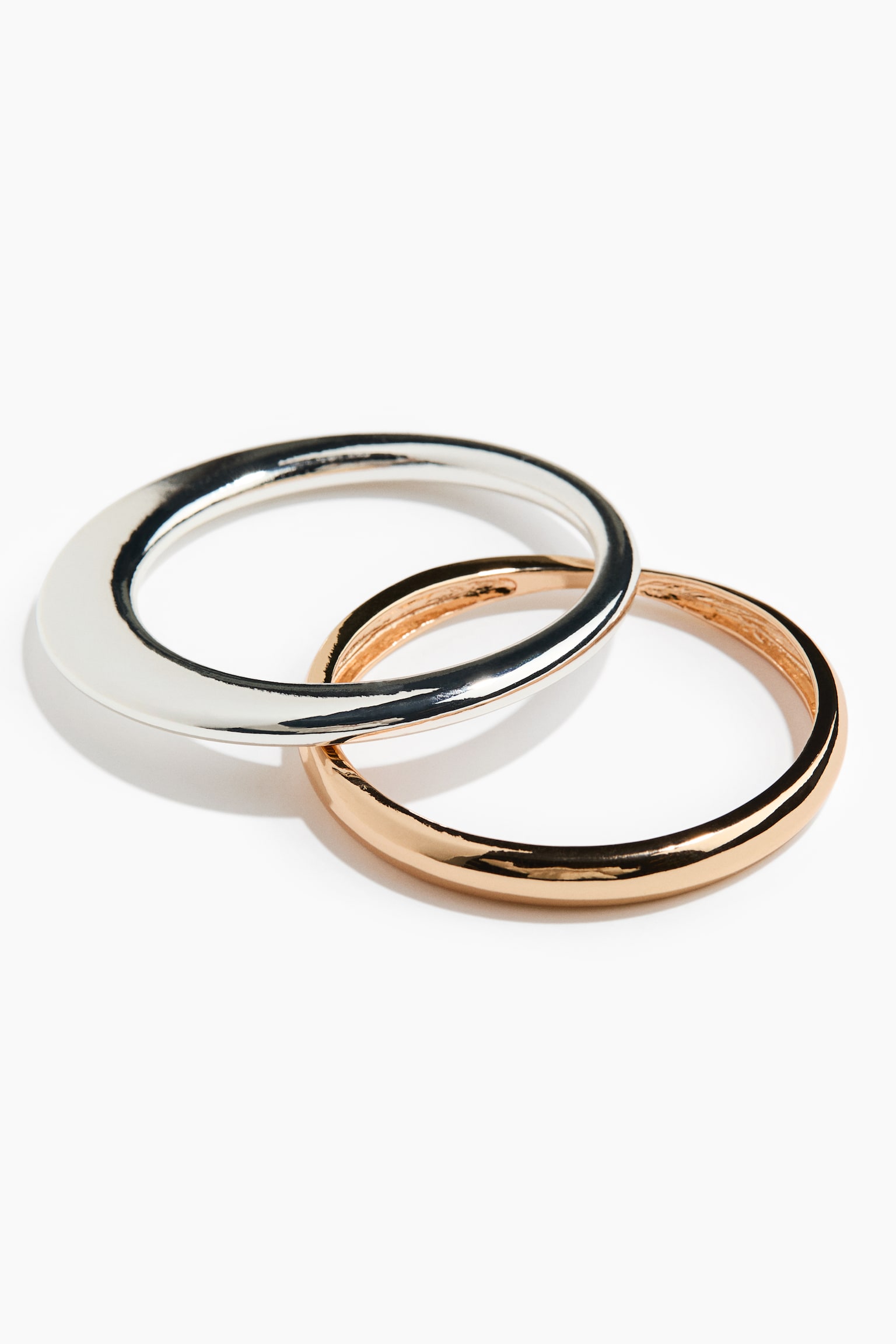 Женские украшения H&M 2-Pack Bangle Bracelets, цвет: Золотой / Серебряный — фото 3