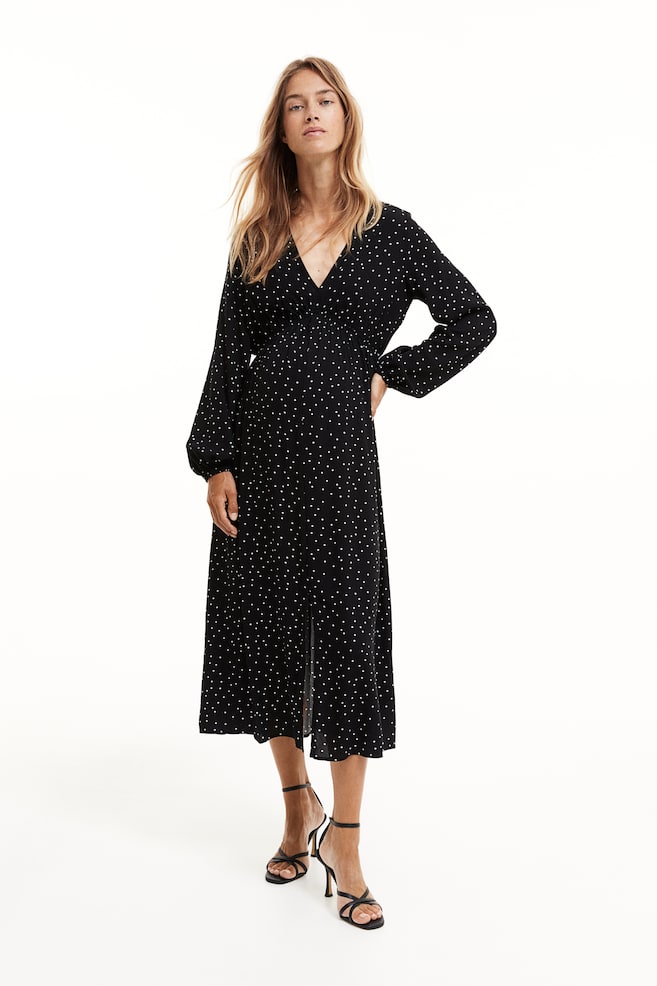MAMA Balloon-sleeved dress - Black/Spotted - 1