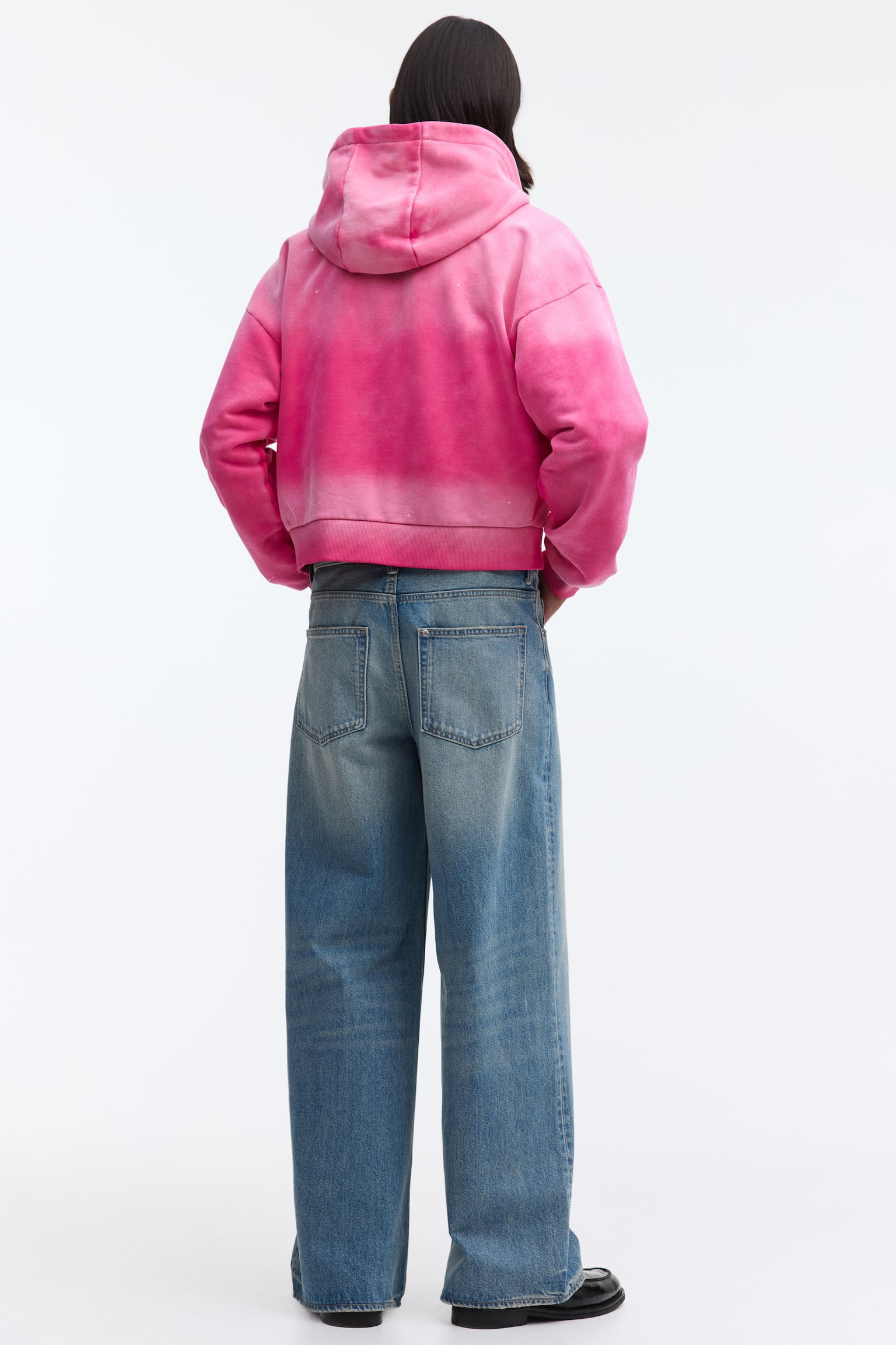 Sudadera Oversized Fit con gorro y zíper - Rosa oscuro - 3