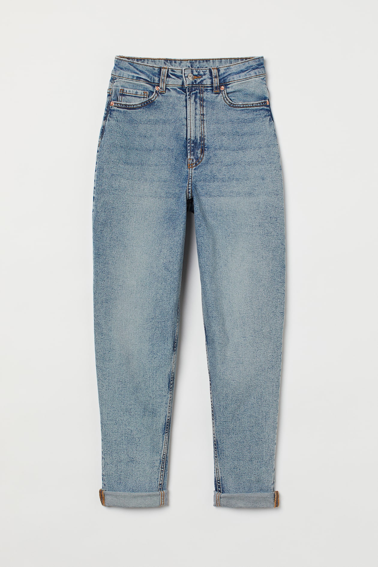 Mom High Ankle Jeans Light denim blue Ladies H&M