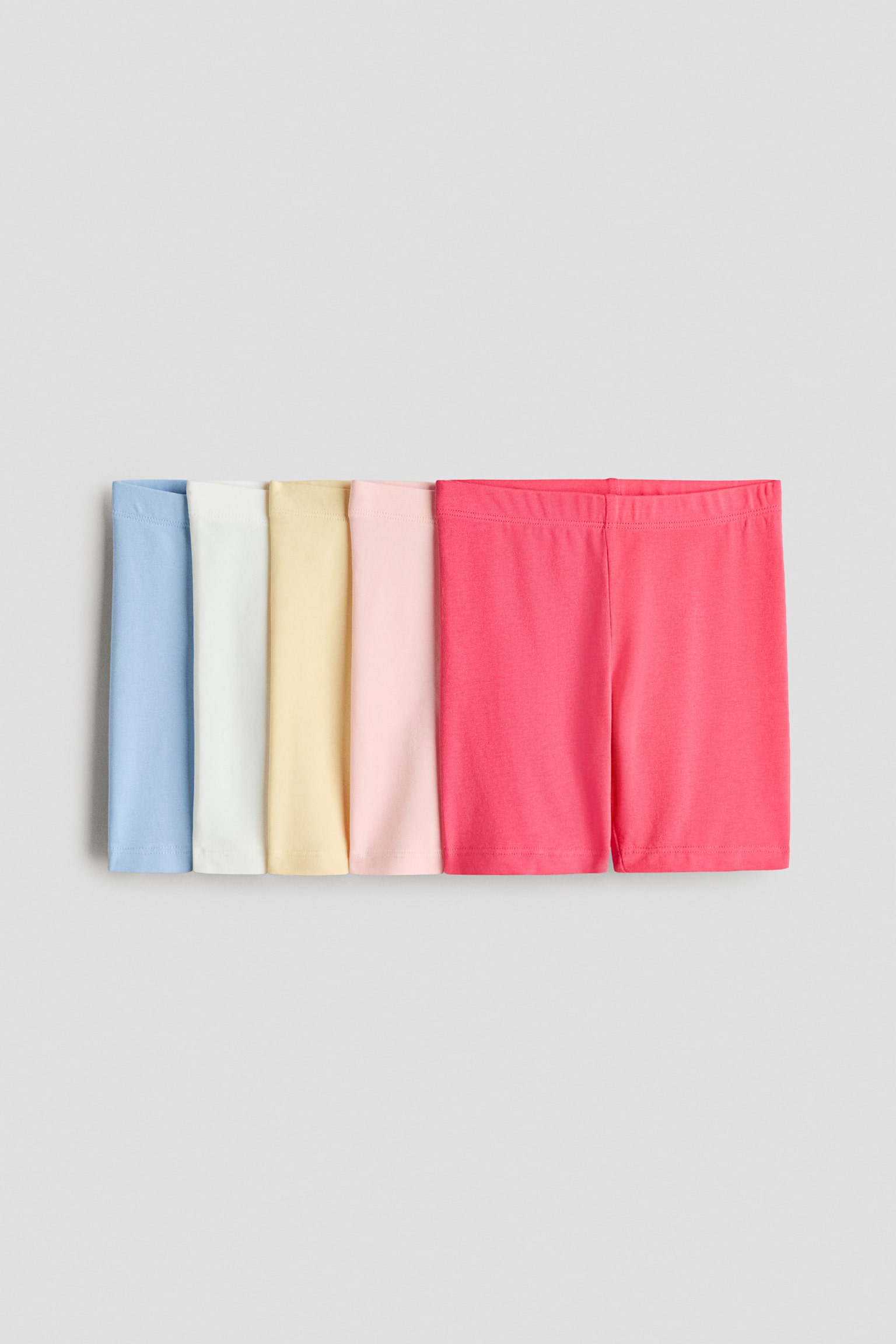 5-Pack Cotton Bike Shorts - Light dusty blue/coral pink/Light pink/hearts/Apricot/mint green/pink/Pink/white/beige/Light pink/plum purple/Light pink/hearts/Light purple/light dusty blue/Light beige/leopard print/Black/Pink/yellow/purple