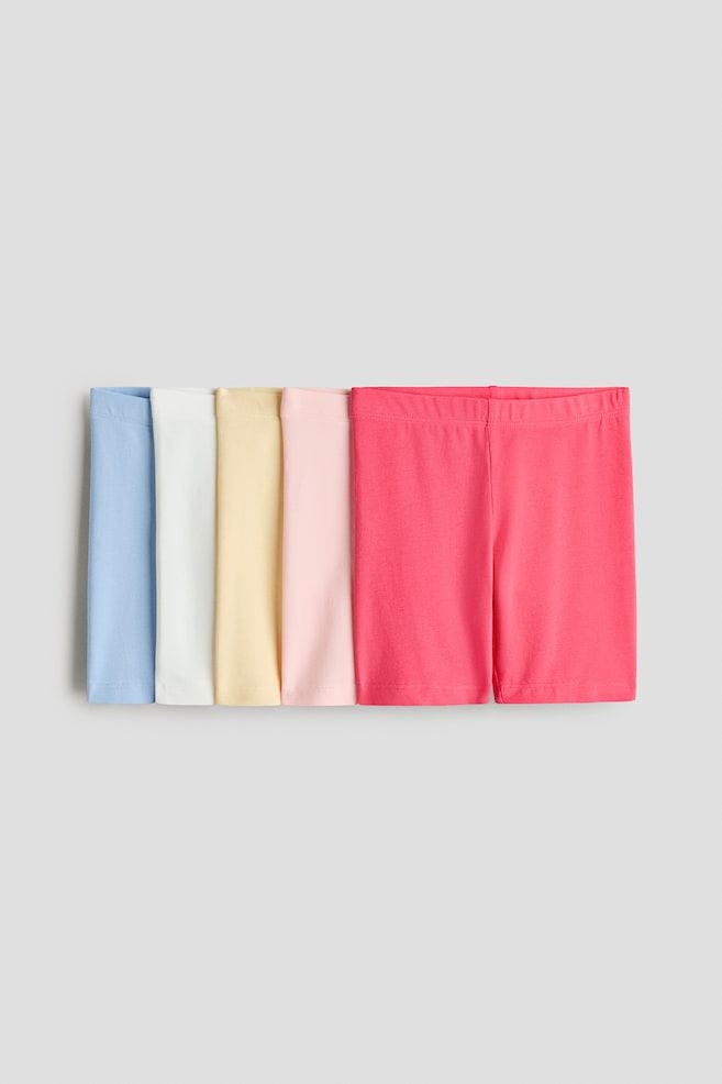 5-Pack Cotton Bike Shorts - Light dusty blue/coral pink/Pink/white/beige/Light pink/hearts/Light pink/hearts/Light purple/light dusty blue/Light beige/leopard print/Apricot/mint green/pink/Pink/yellow/purple/Black - 1