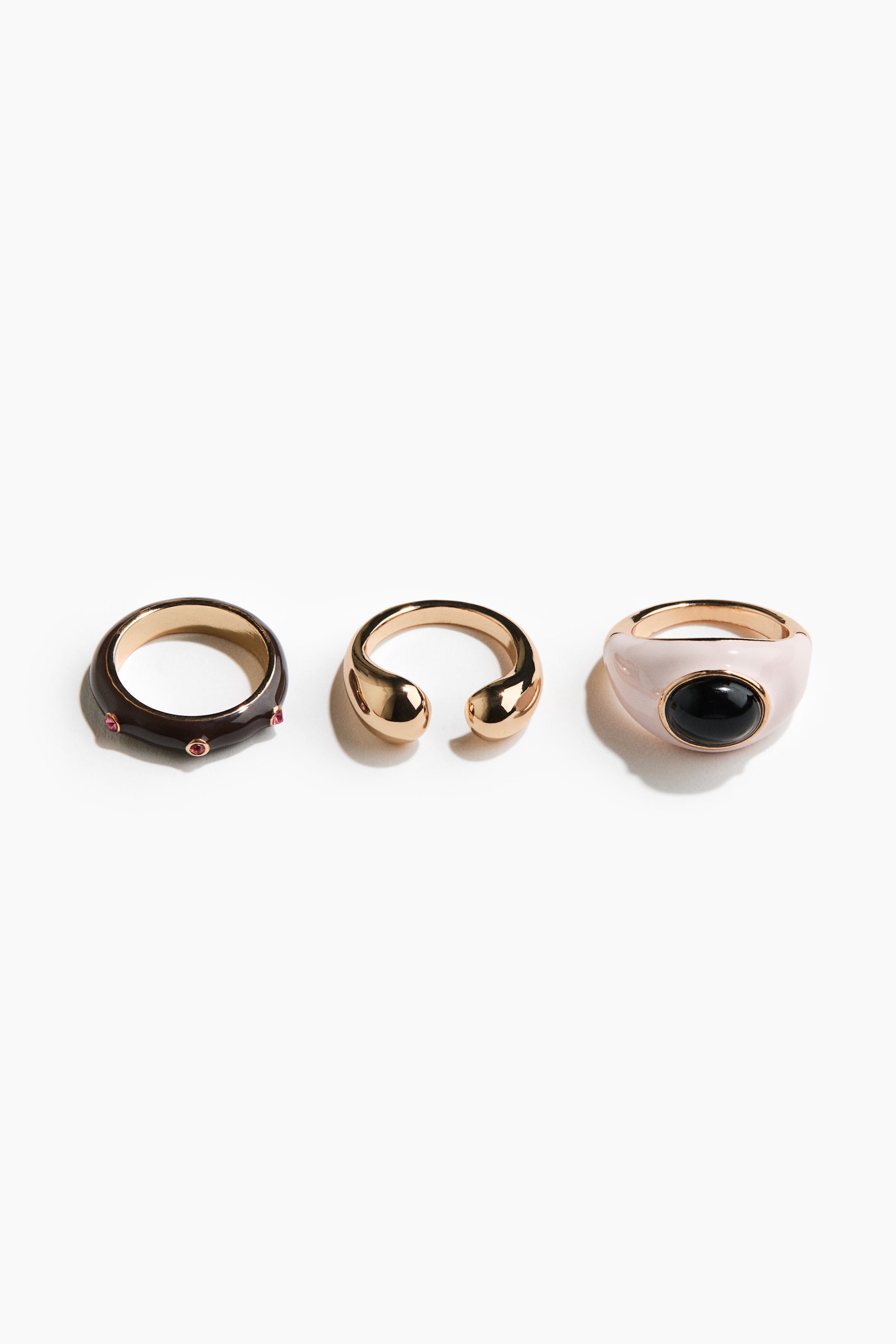 View larger image: 3-Pack Rings - Gold-colored/black - Ladies | H&M US 1