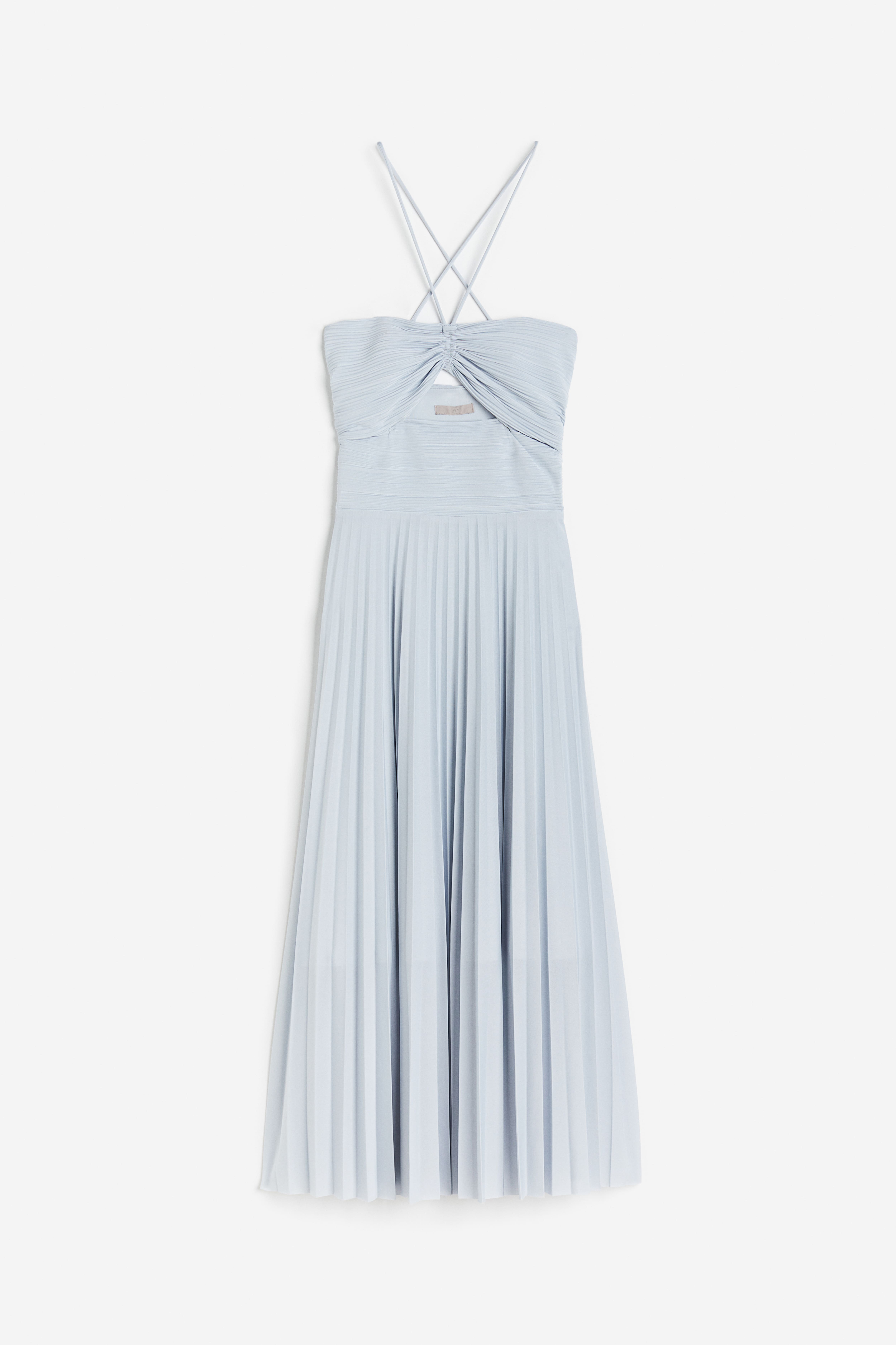 Pleated Halterneck Dress - Halterneck - Sleeveless - Light blue - Ladies |  H&M US