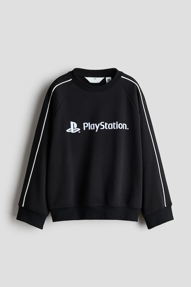 Brushed-Inside Sweatshirt with Printed Motif - Black/PlayStation - 1