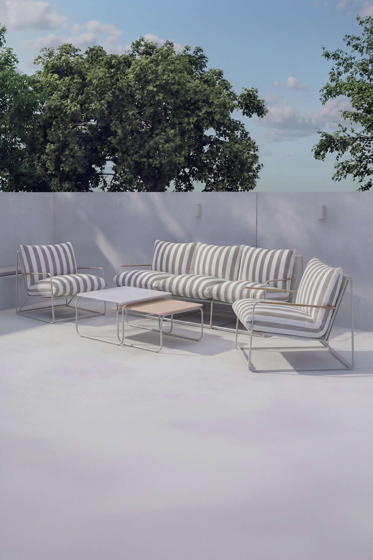 Set Di Divani Palazzo - Acciaio, Beige/Acciaio, Nero