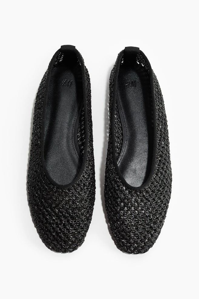 Geflochtene Ballerinas - Schwarz/Mattrot/Cremefarben/Dunkelbraun - 1