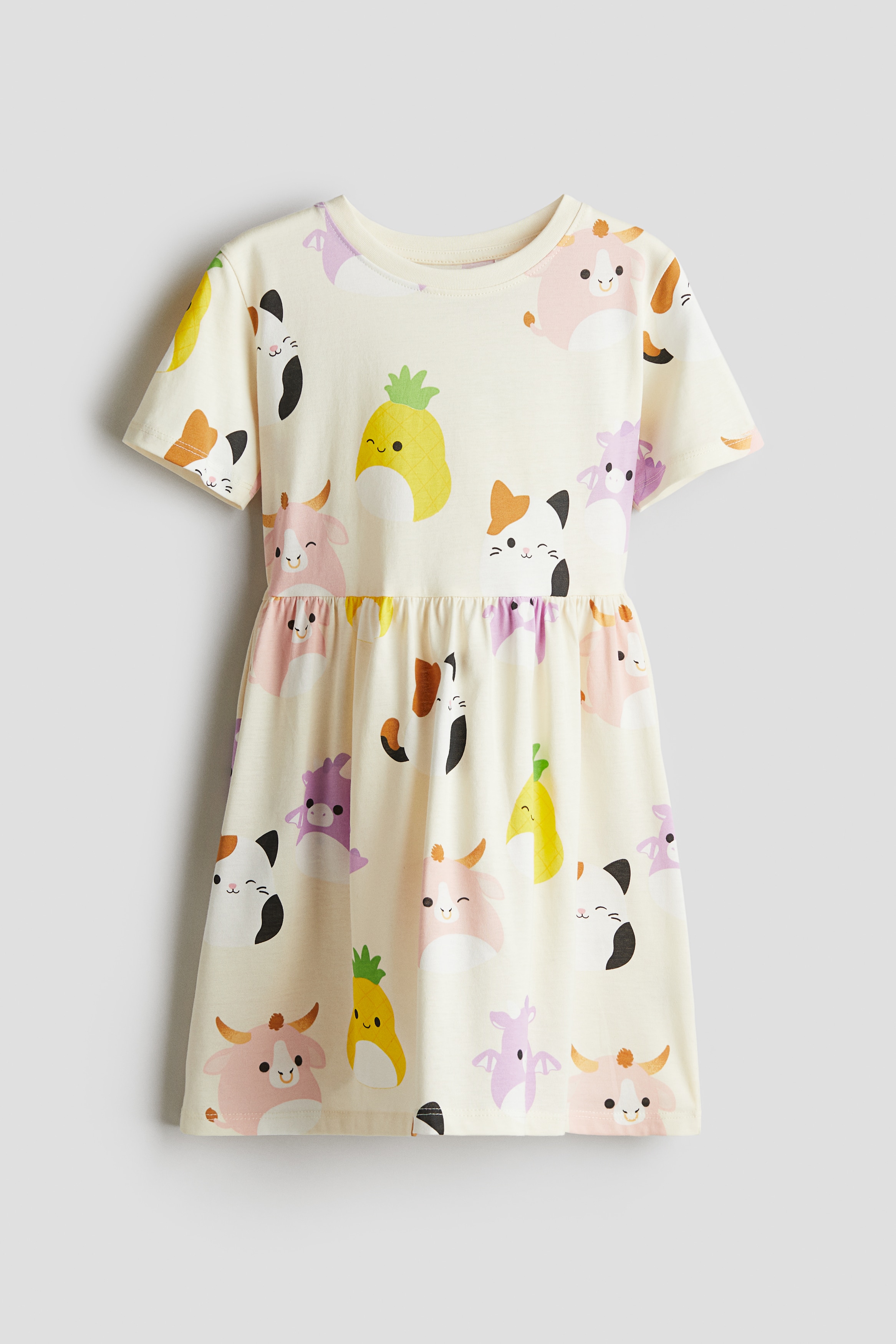 Ζέρσεϊ φόρεμα με τύπωμα - Ανοιχτό κίτρινο/Squishmallows/Ανοιχτό ροζ/Hello Kitty/Ανοιχτό μπεζ/SmileyWorld®/Ανοιχτό ροζ/στρουμφ/Μοβ/Το κουκλόσπιτο της Γκάμπι