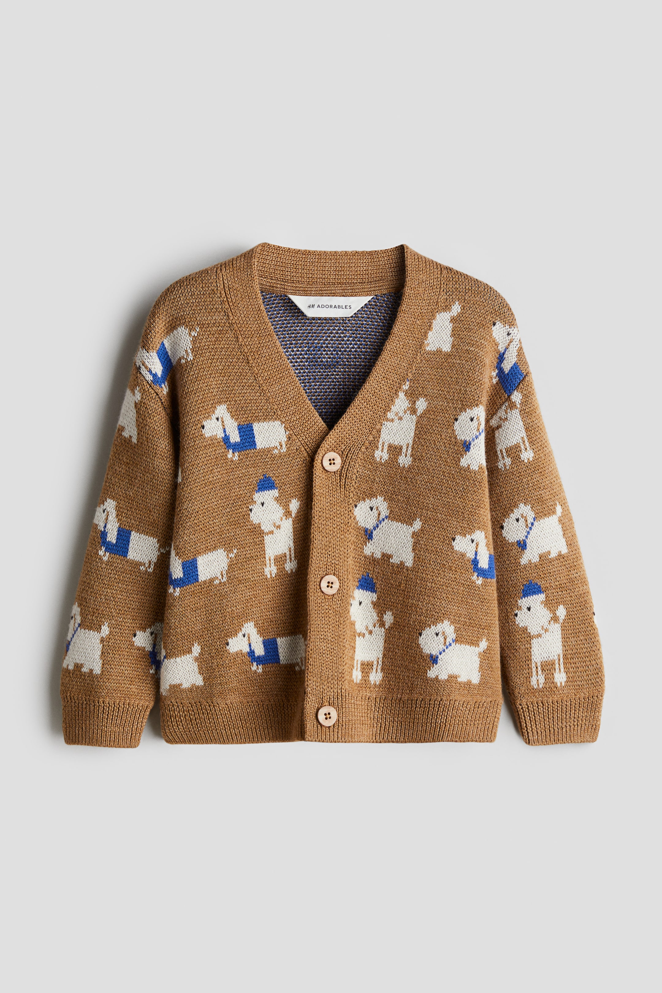 Jacquard-knit wool cardigan - Brown/Dogs - Kids | H&M GB 3