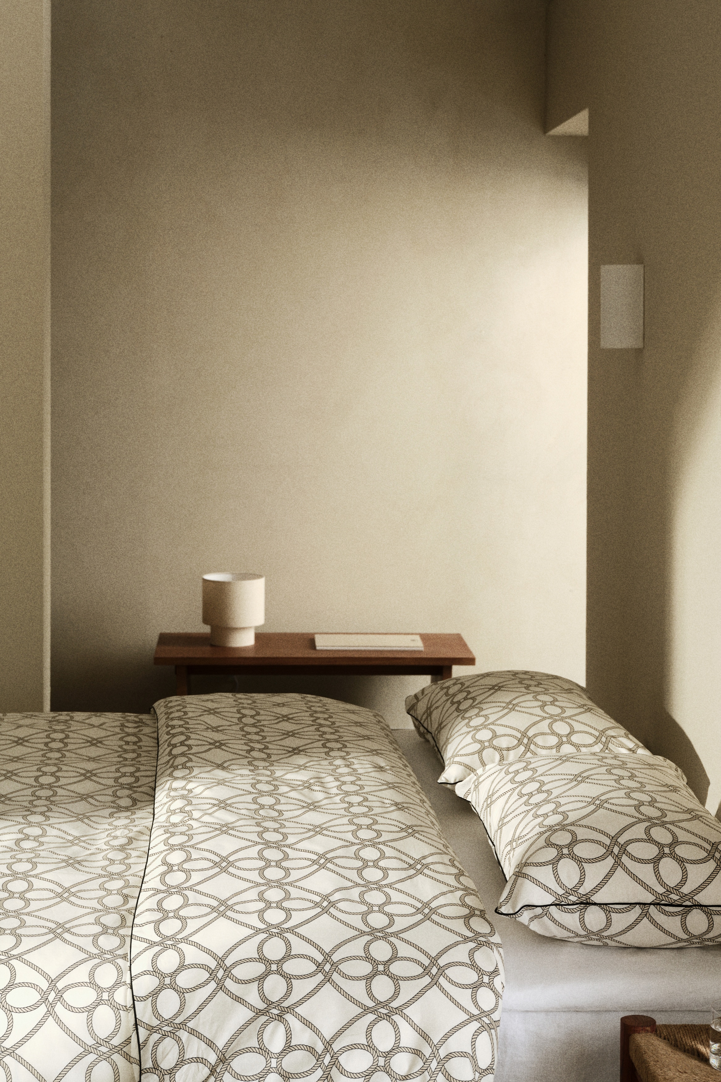 Parure de couette lit double King size à motif - Blanc/beige/Bleu/blanc