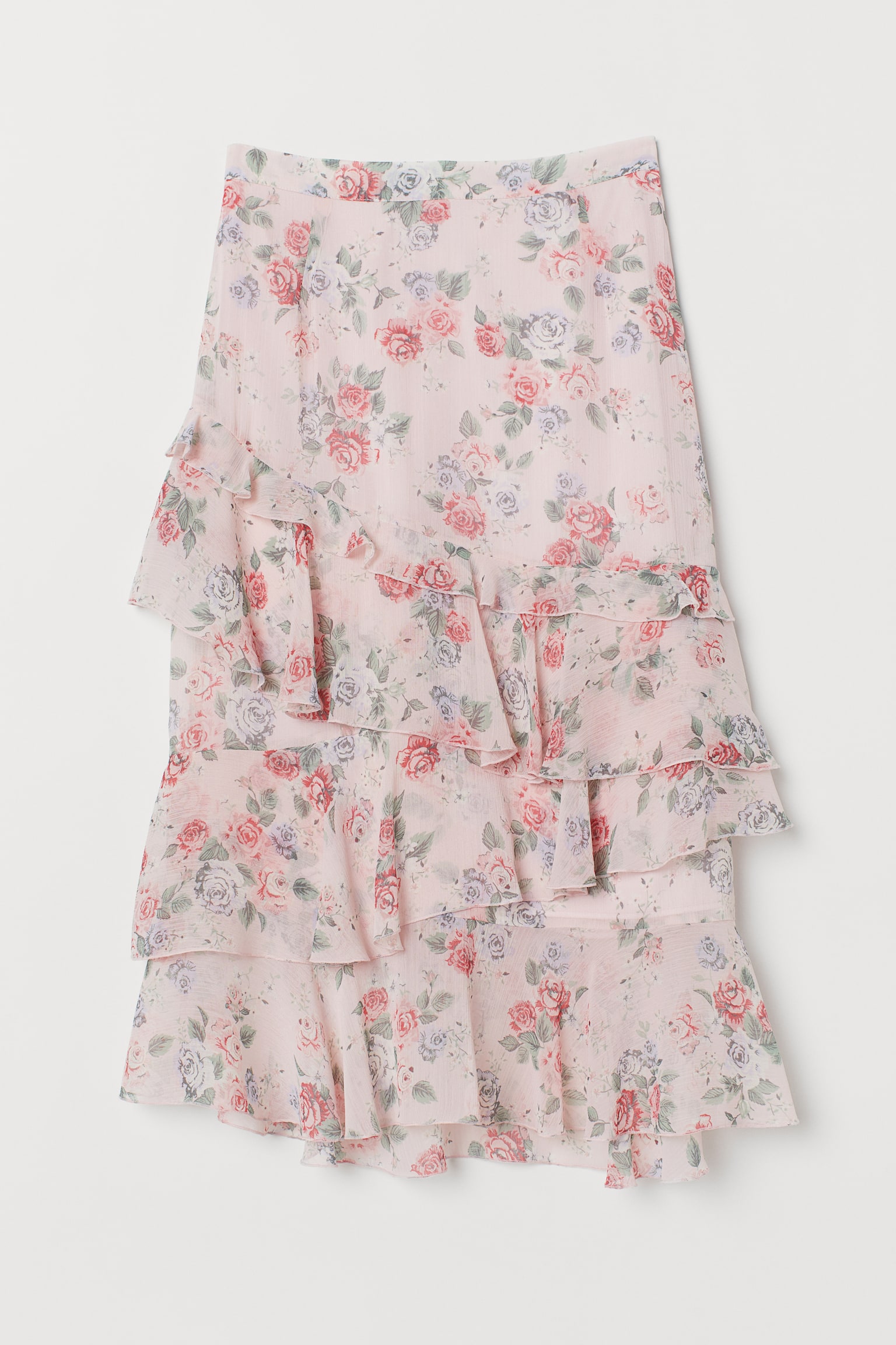 Jupe volant?�e - Rose clair/fleuri - FEMME | H&M FR