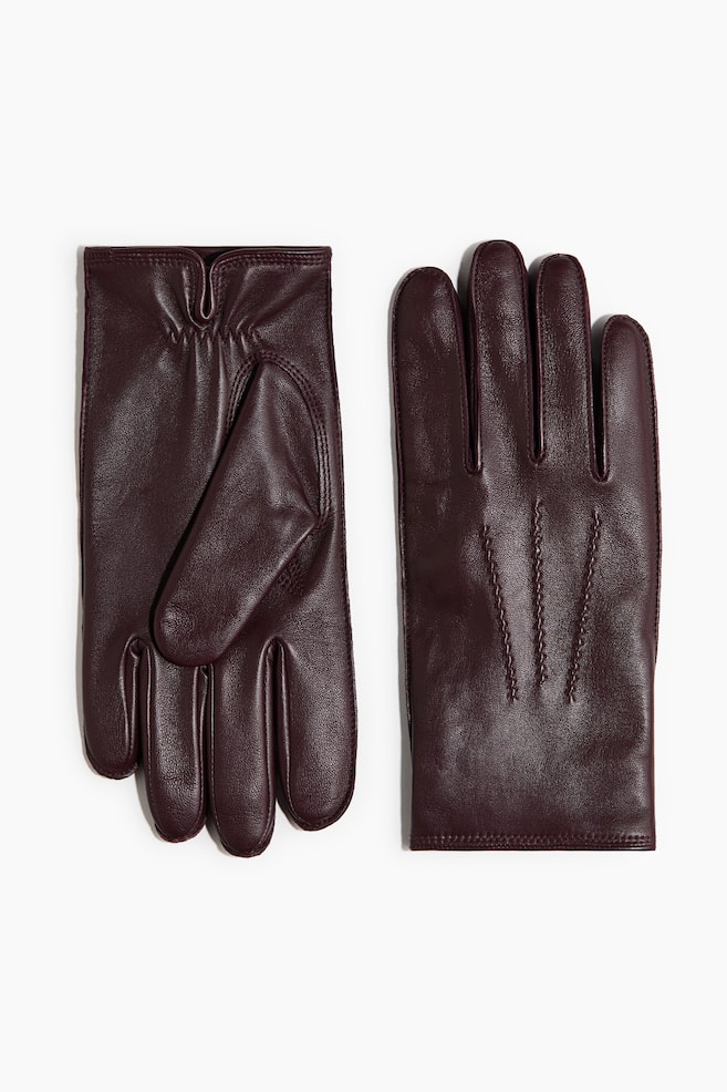 Leren handschoenen - Bordeauxrood/Zwart - 1