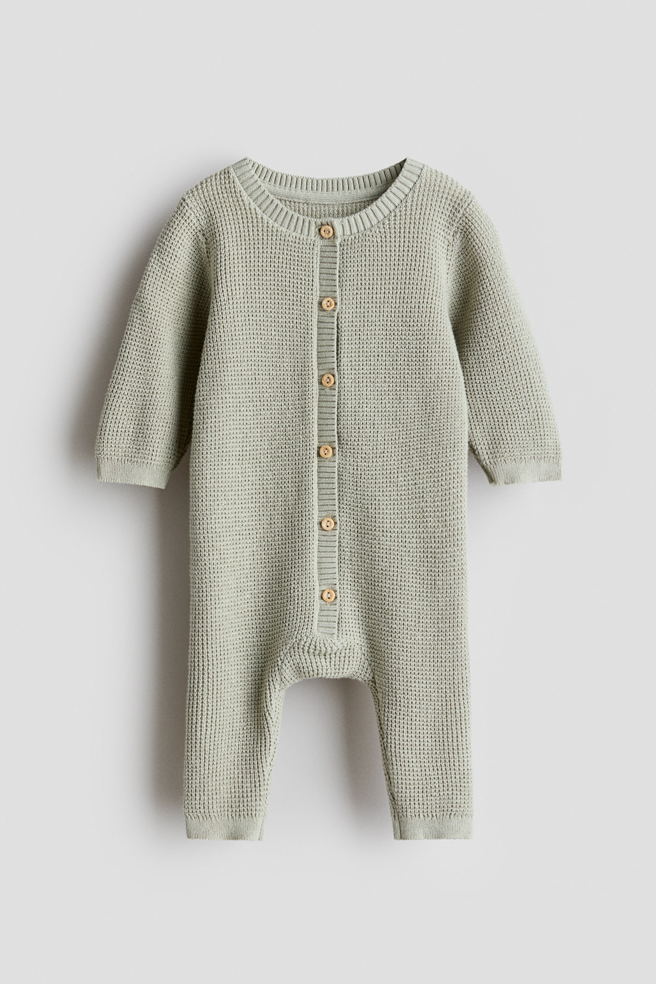 Visualizza immagine più grande: Pagliaccetto in maglia di cotone - Verde kaki chiaro - BAMBINO | H&M IT 1