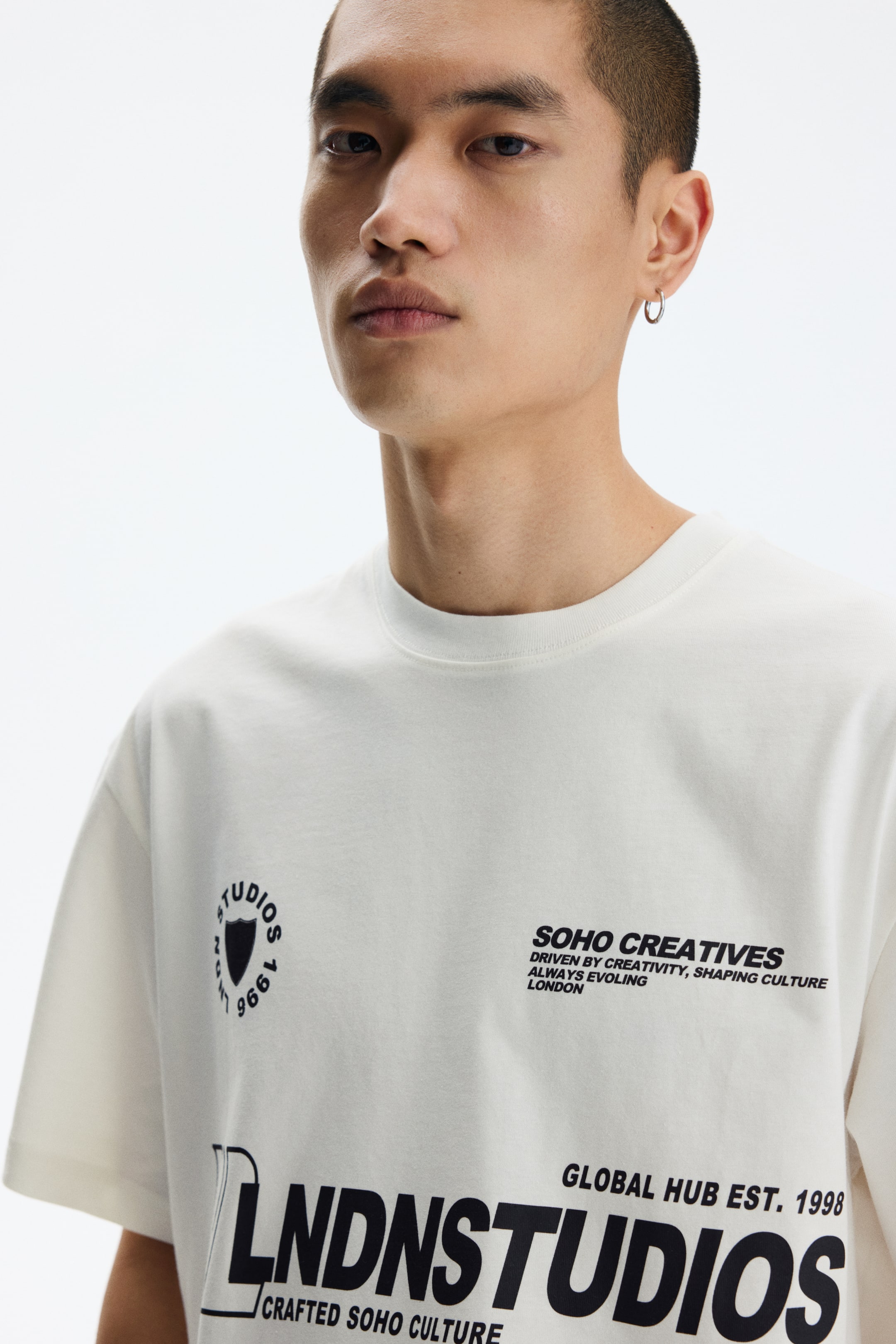 Тениска с принт Relaxed Fit - Бял/Soho Creatives - МЪЖЕ | H&M BG