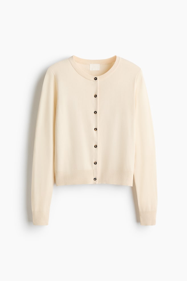 Fine-Knit Cardigan - Light beige/Cream/Black/White/black striped/Brown/Dark taupe/Dark gray/Light beige/Dark gray melange/Dark brown - 1