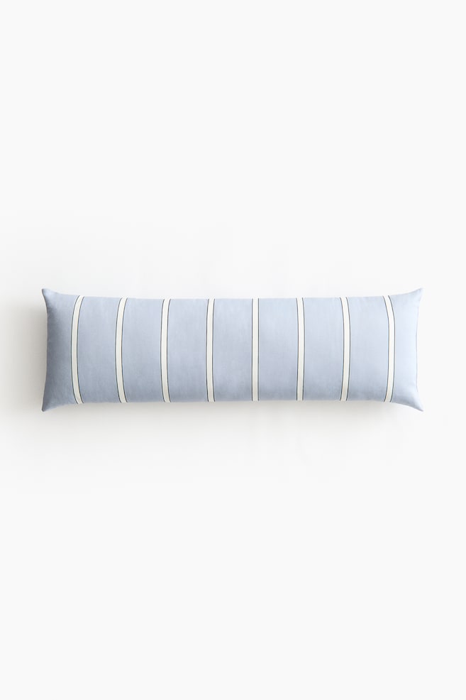 Rectangular cotton satin cushion - Dusty blue/Striped/Light greige/Striped - 1