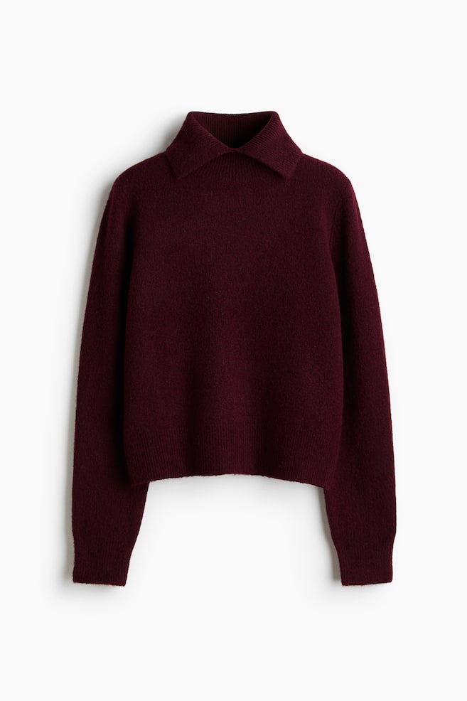 Pullover a dolcevita - Bordeaux/Grigio scuro - 1
