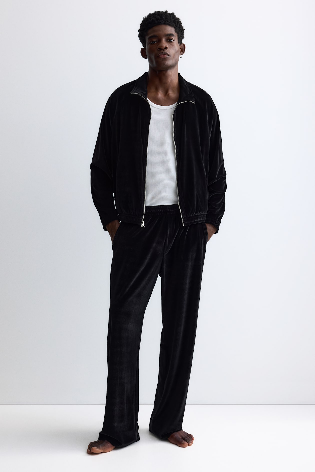 ベロアトラックスーツ - ブラック | H&M JP