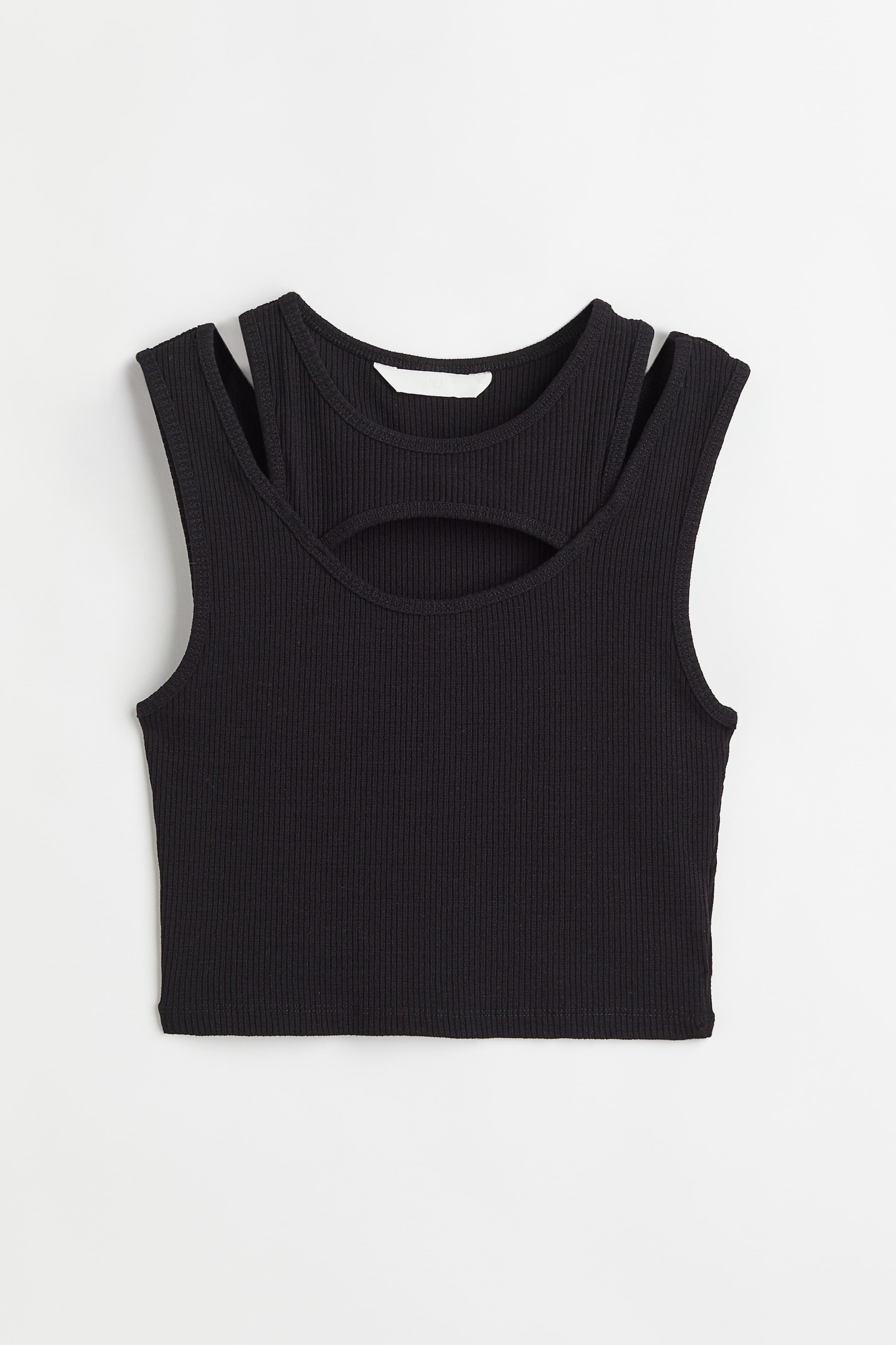 Double Layered Crop Top Black Ladies Handm Us