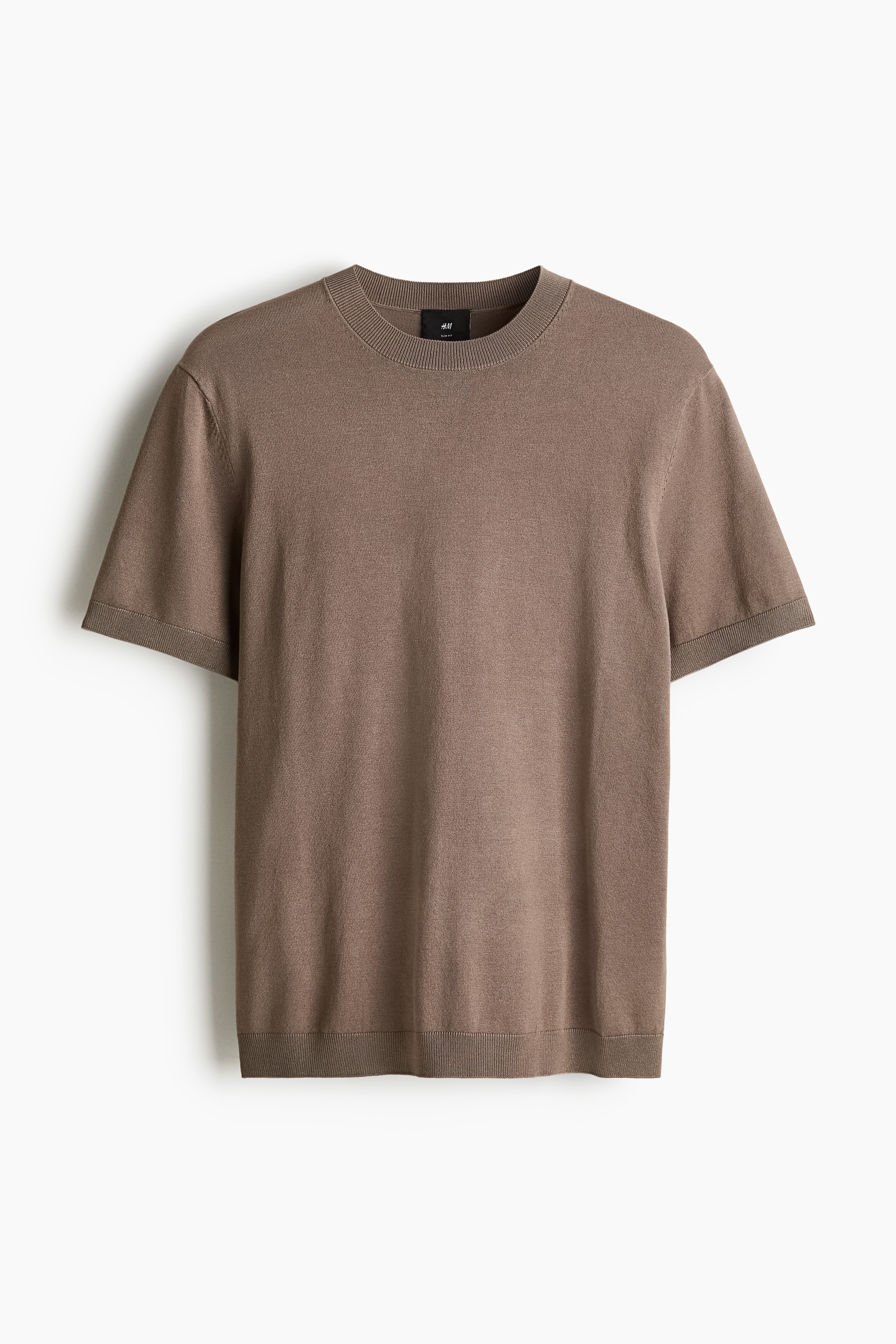 Slim Fit Fine-knit T-shirt - Dark beige/White/Black/Peach pink/Pale green/Sage green