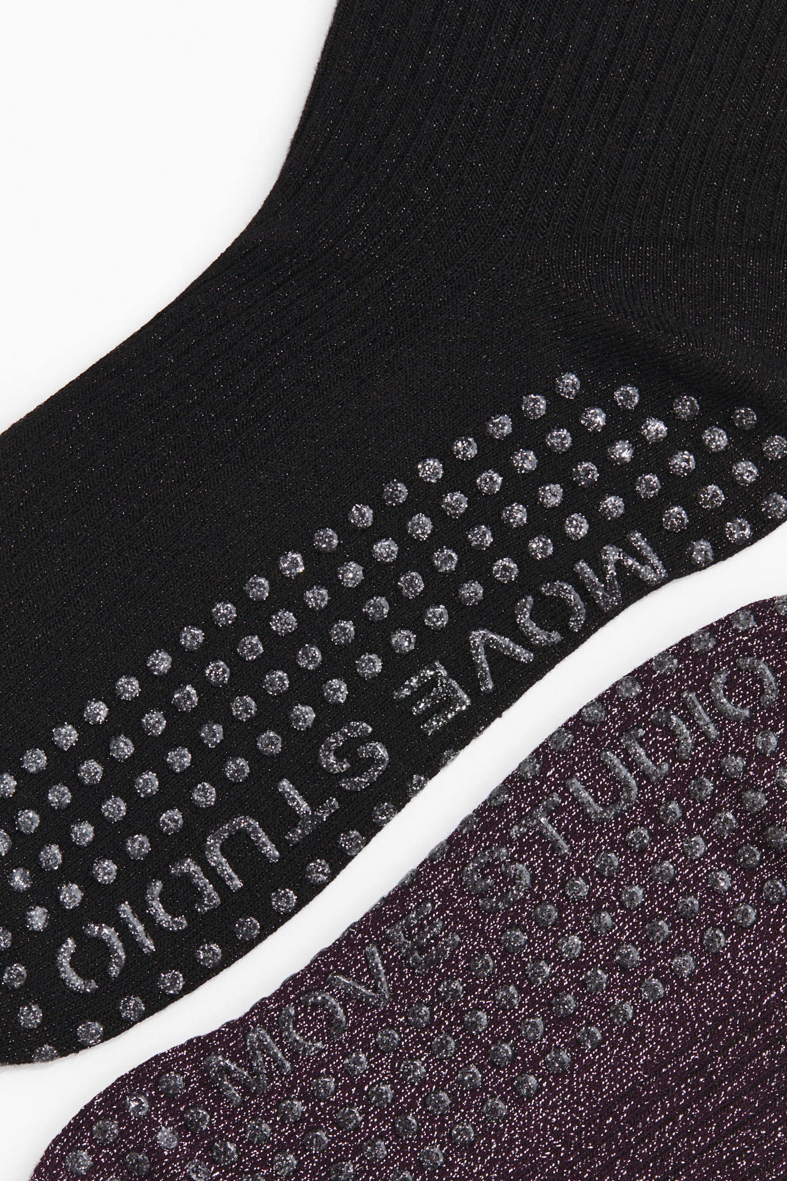 2-pack glittery Anti-slip Yoga socks - Negro/Brillos/Café cálido/Beige claro - 2