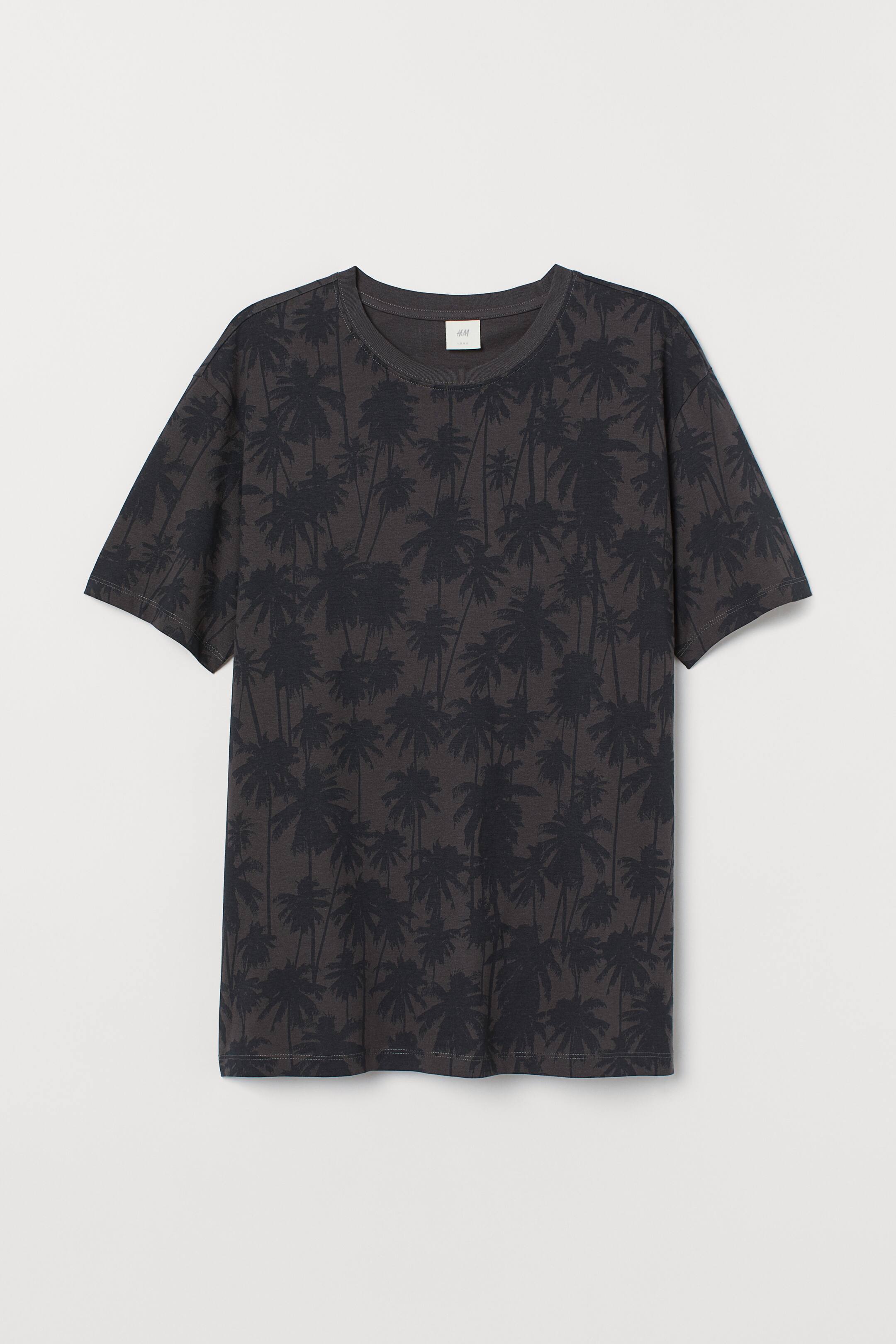 查看大圖: 印花棉質T恤 - 深灰色/棕櫚樹 - Men | H&M 1