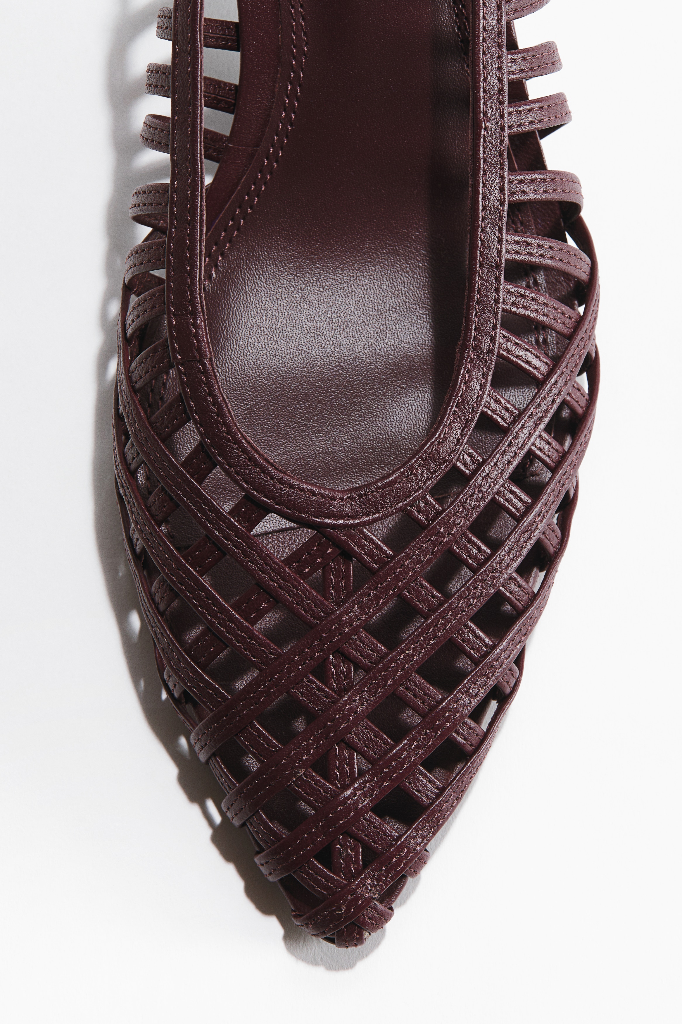 Slingback in pelle con tacco a rocchetto - Marrone scuro