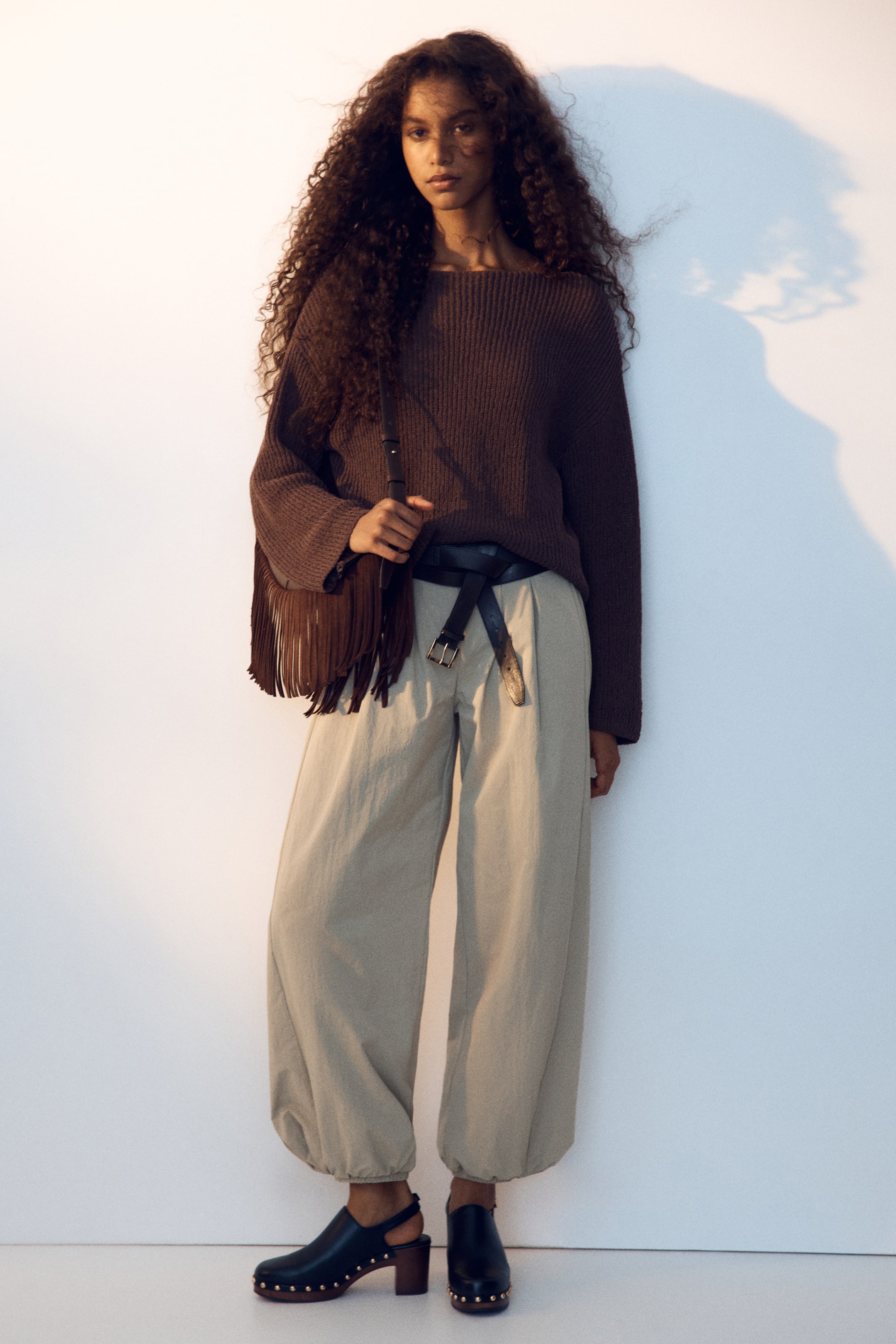 View larger image: Balloon-leg nylon trousers - Beige - Ladies | H&M 1