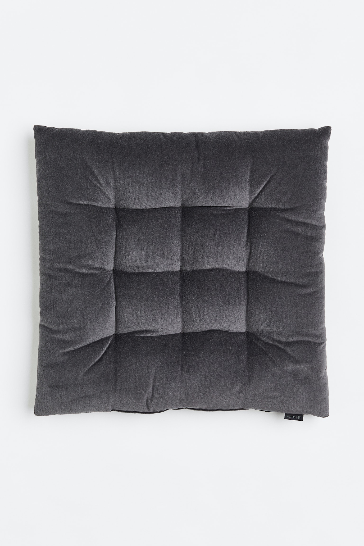 Cotton velvet seat cushion - Dark grey - 1