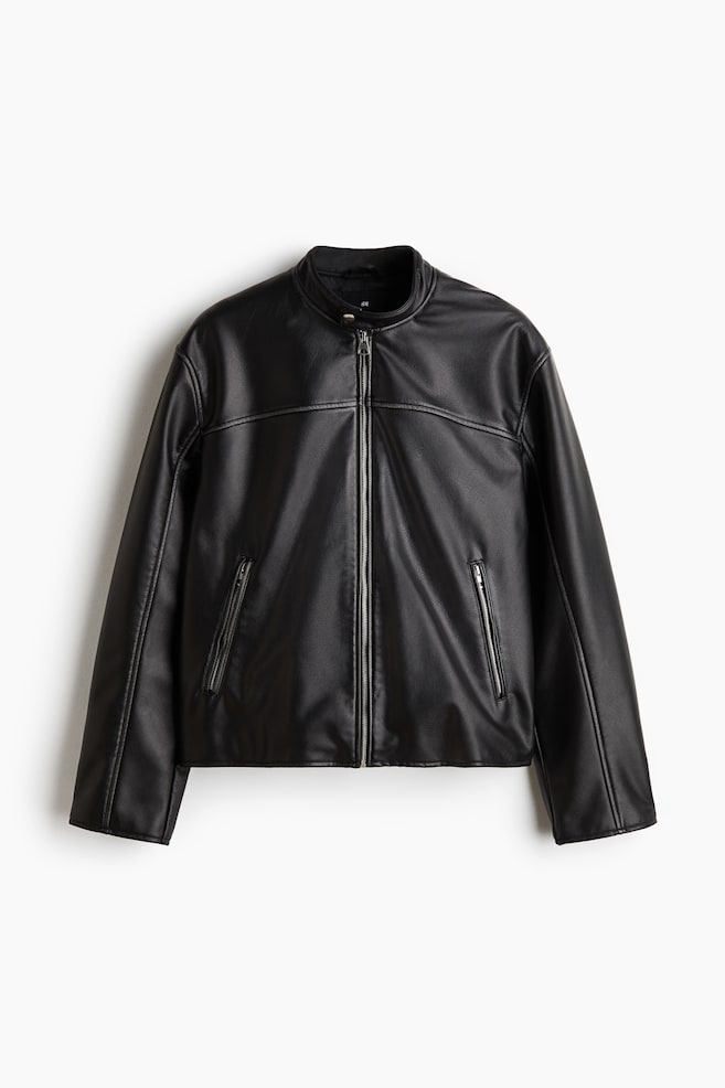 Coated Racer Jacket - Black - 1