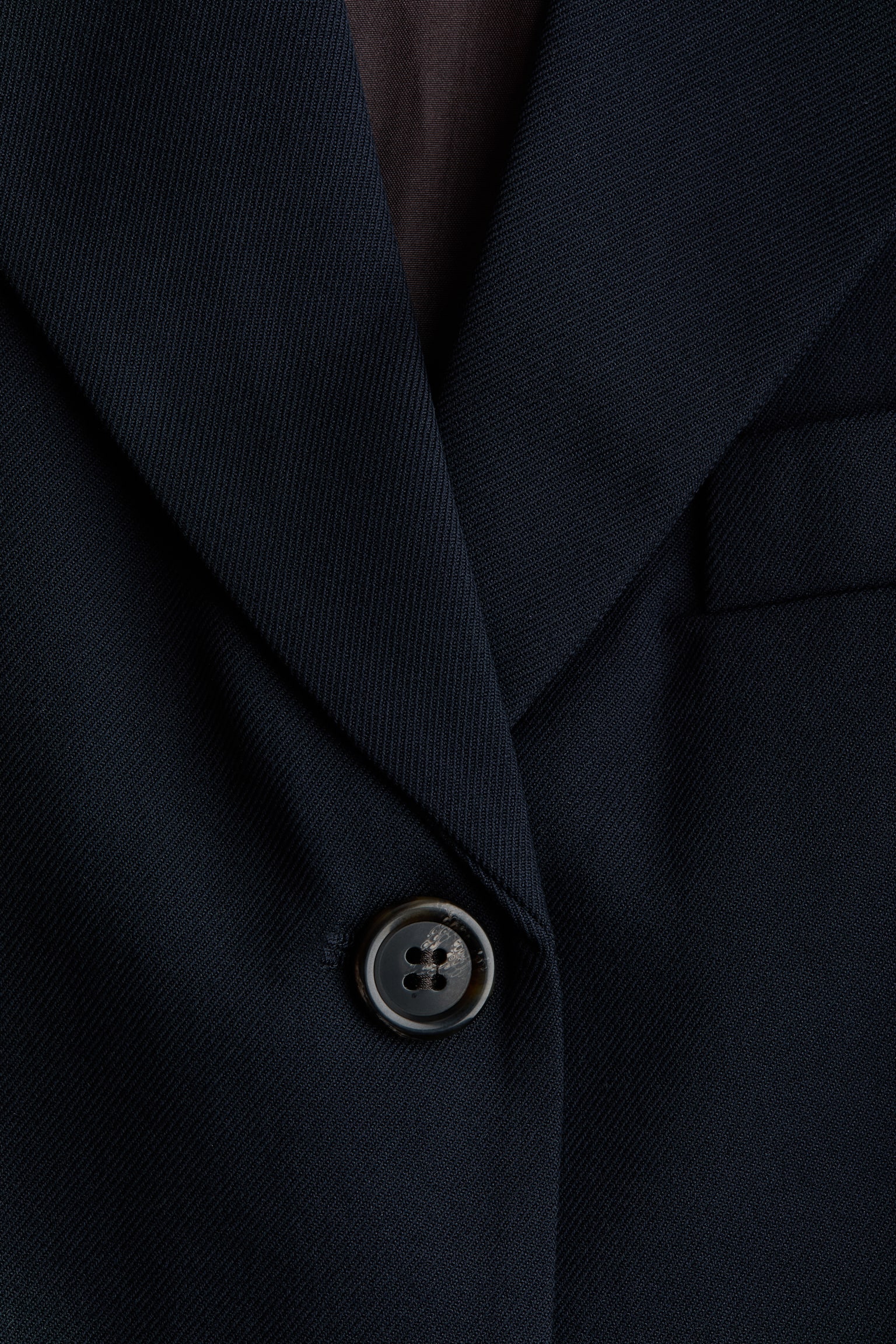 Женский пиджак H&M Single-Breasted Twill Blazer, цвет: Тёмно-синий — фото 6
