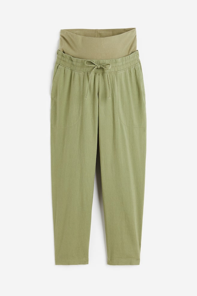MAMA Linen-blend trousers - Khaki green/Light beige/Black - 2