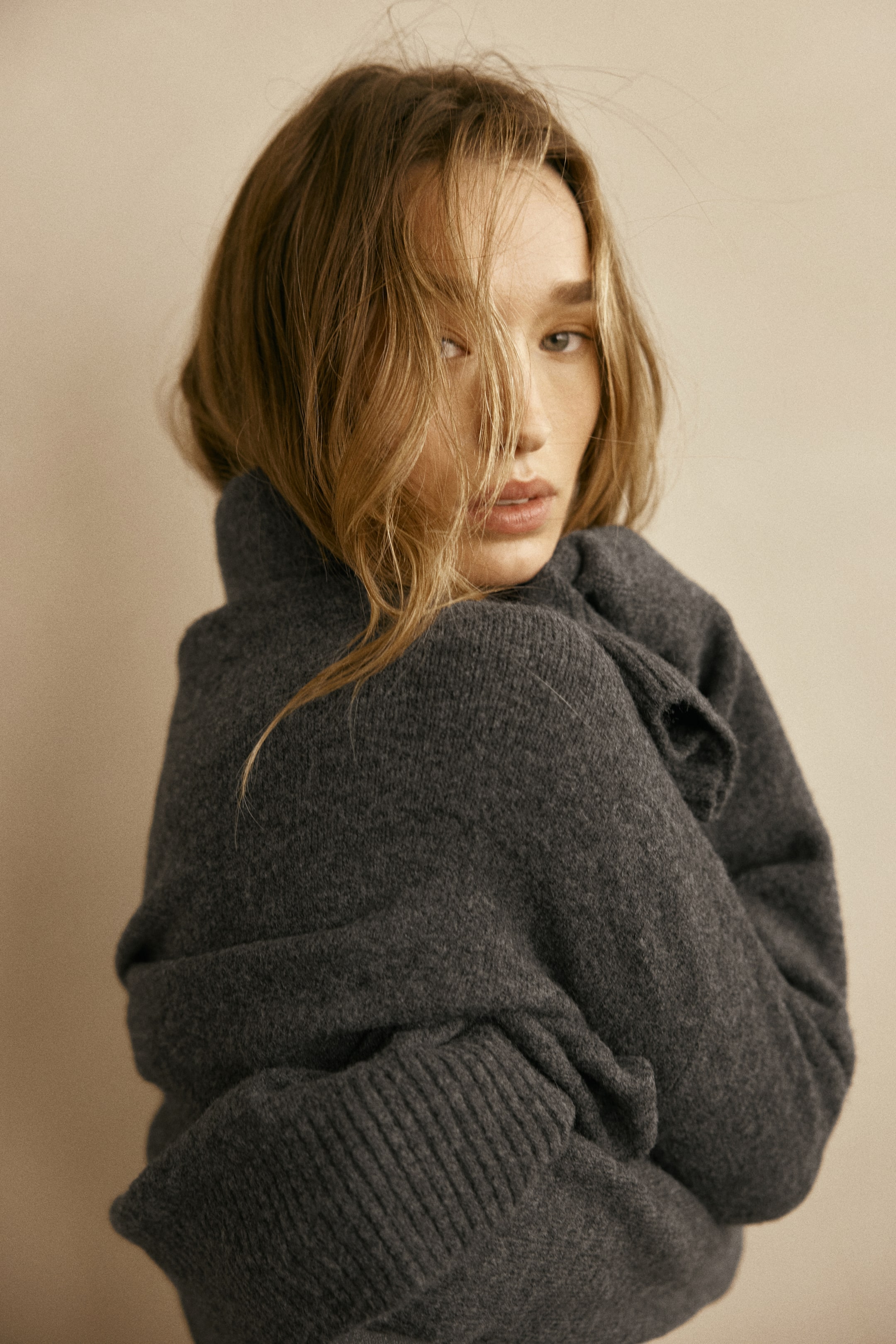 View larger image: Cable-knit polo jumper - Dark grey marl - Ladies | H&M GB 4